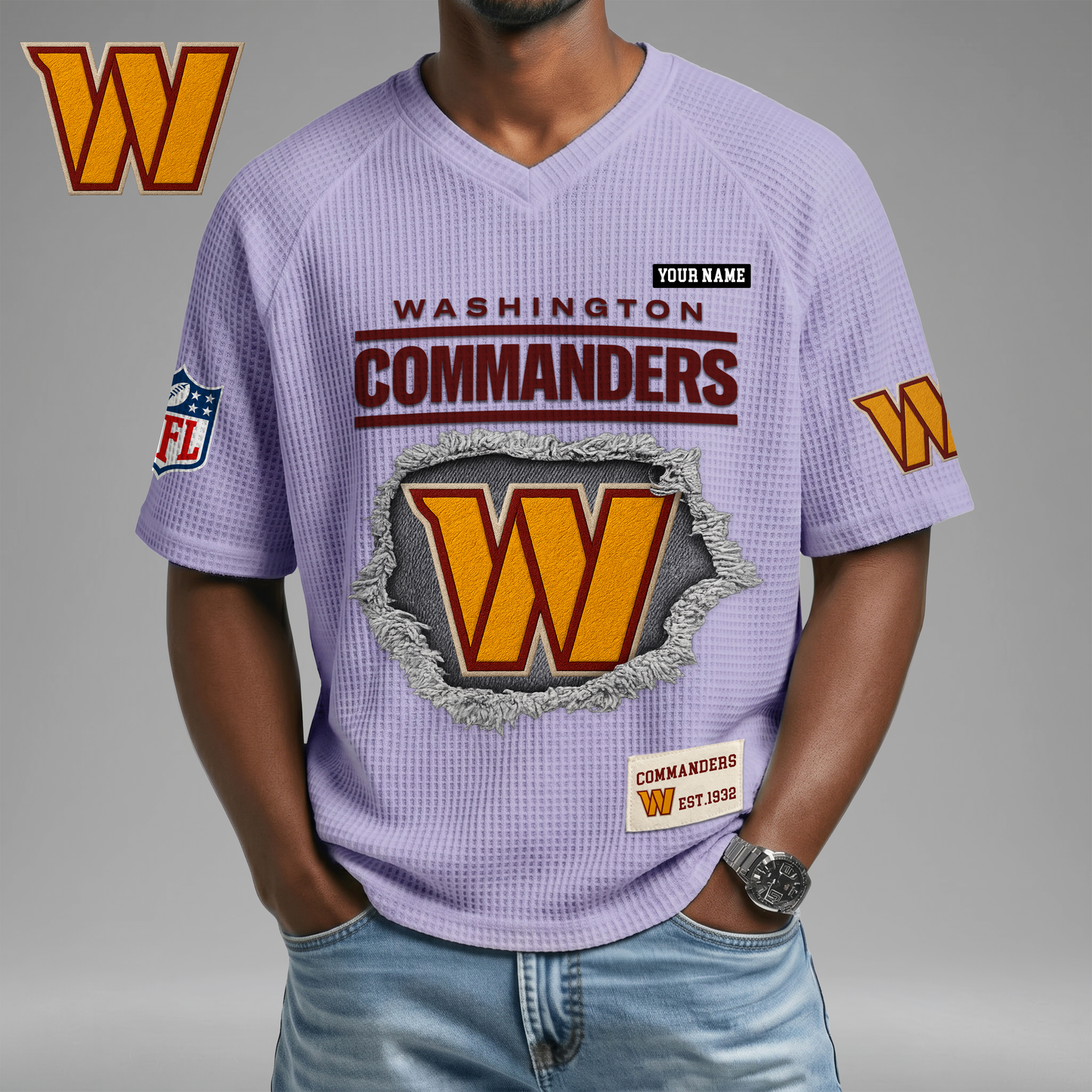 PREMIUM NFL X WC Game Day Waffle V-neck T-shirt 110626
