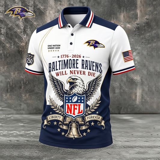 PREMIUM NFL x BAL EXCLUSIVE 250 Years Anniversary Of Freedom POLO SHIRT290626