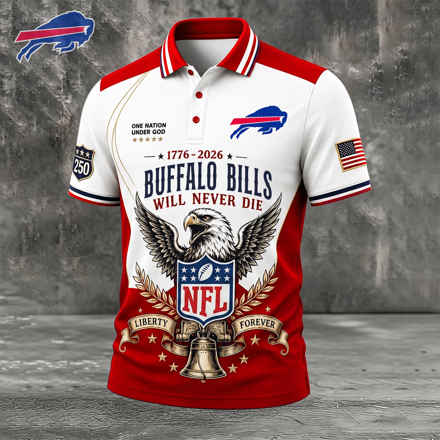 PREMIUM NFL x BUF EXCLUSIVE 250 Years Anniversary Of Freedom POLO SHIRT290626