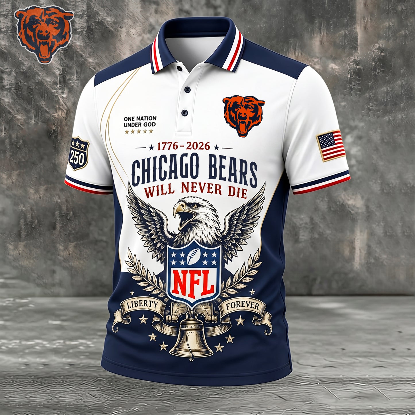 PREMIUM NFL x CHI EXCLUSIVE 250 Years Anniversary Of Freedom POLO SHIRT290626