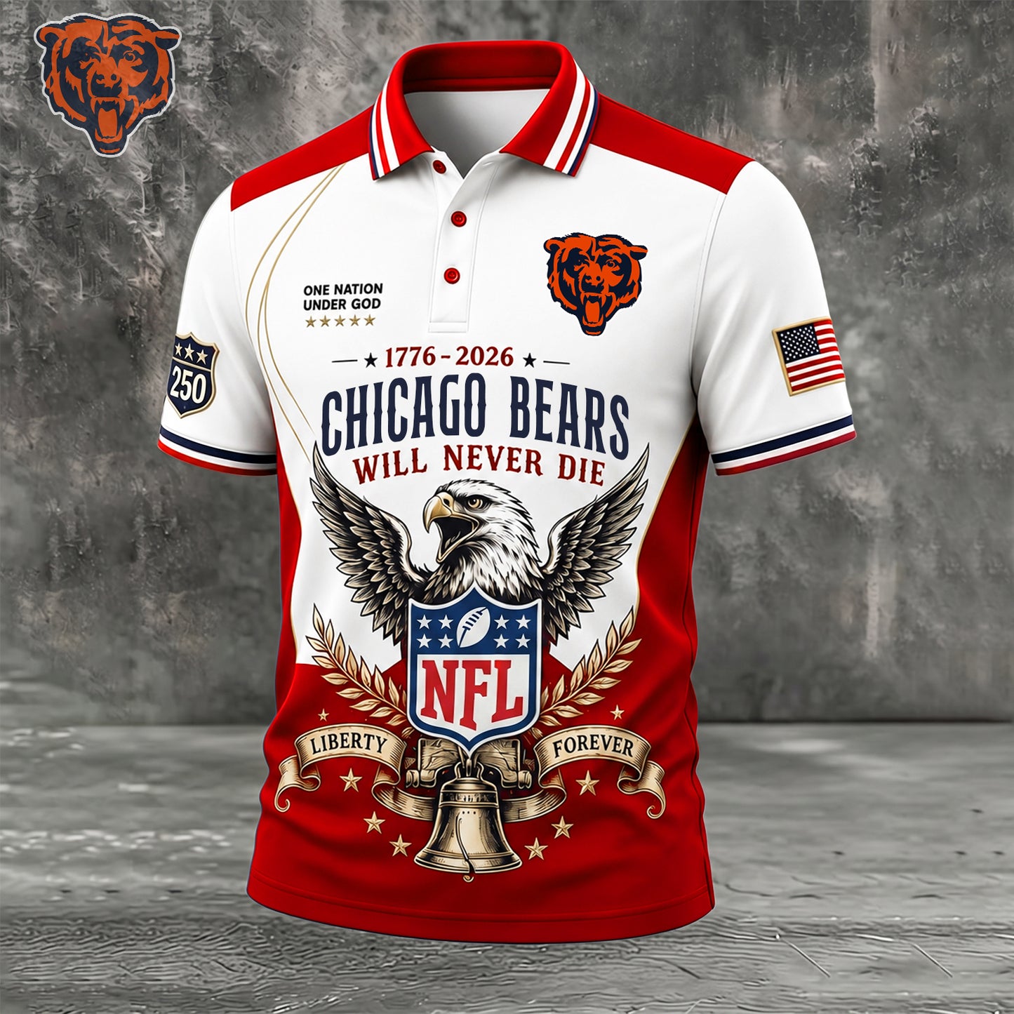 PREMIUM NFL x CHI EXCLUSIVE 250 Years Anniversary Of Freedom POLO SHIRT290626