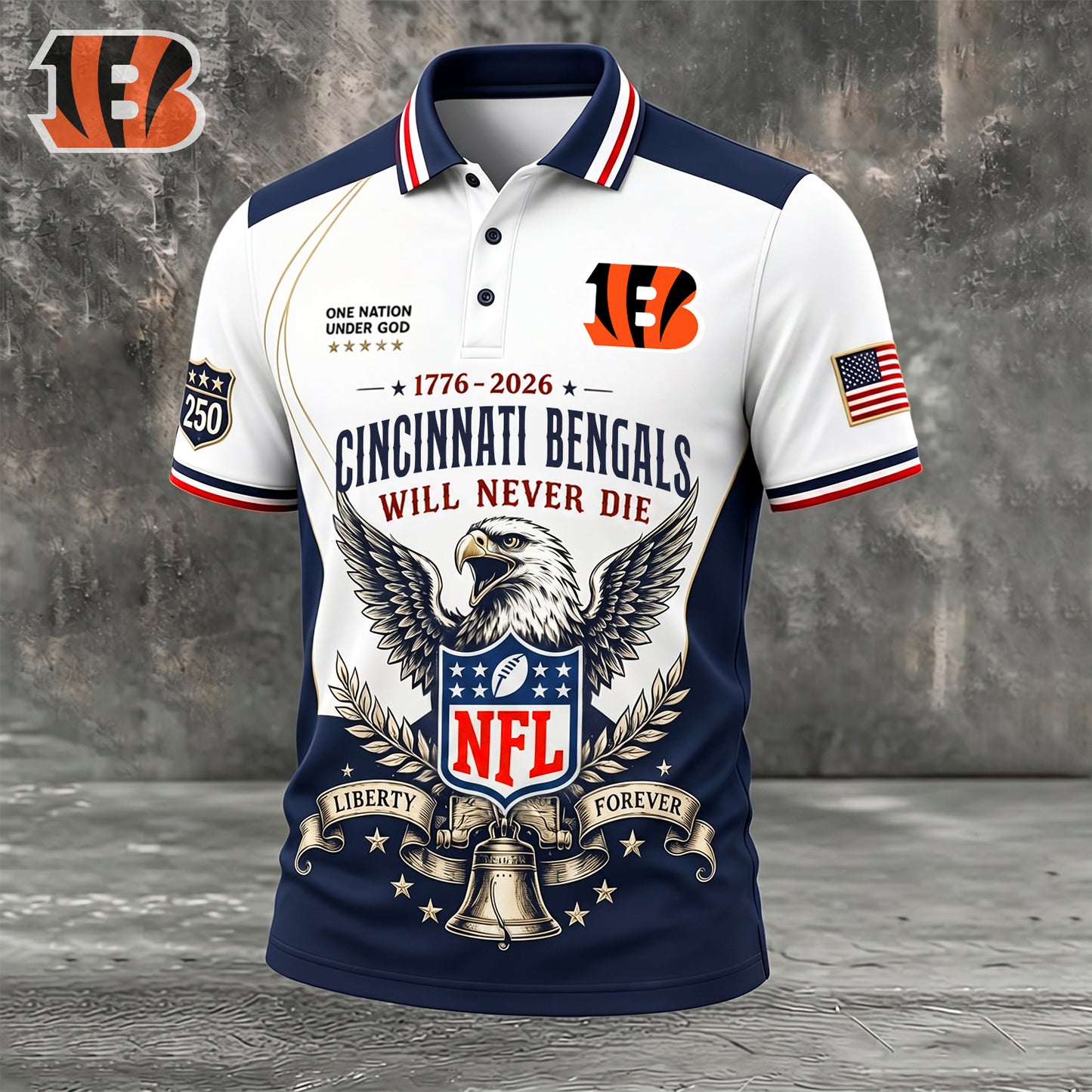 PREMIUM NFL x CIN EXCLUSIVE 250 Years Anniversary Of Freedom POLO SHIRT290626