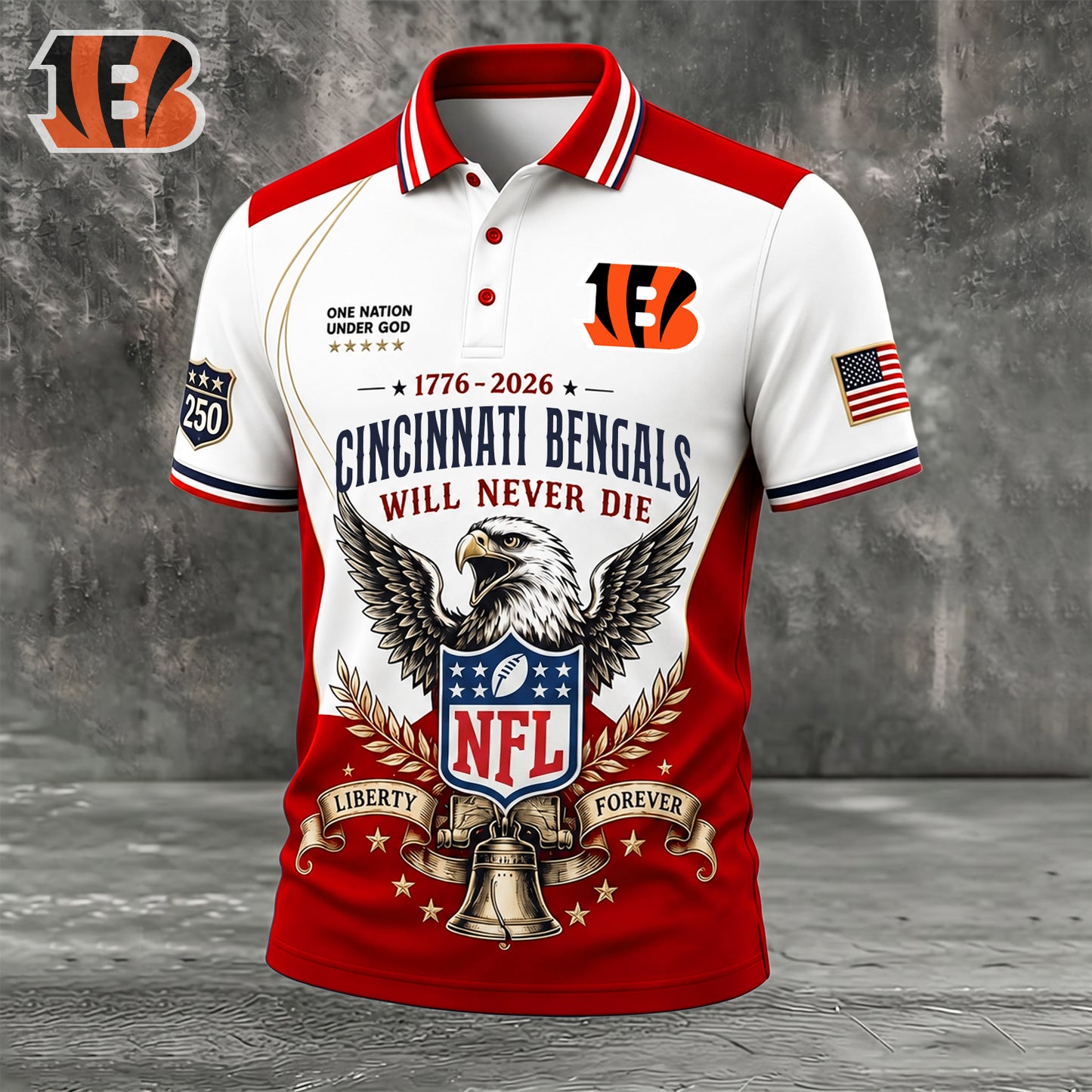 PREMIUM NFL x CIN EXCLUSIVE 250 Years Anniversary Of Freedom POLO SHIRT290626