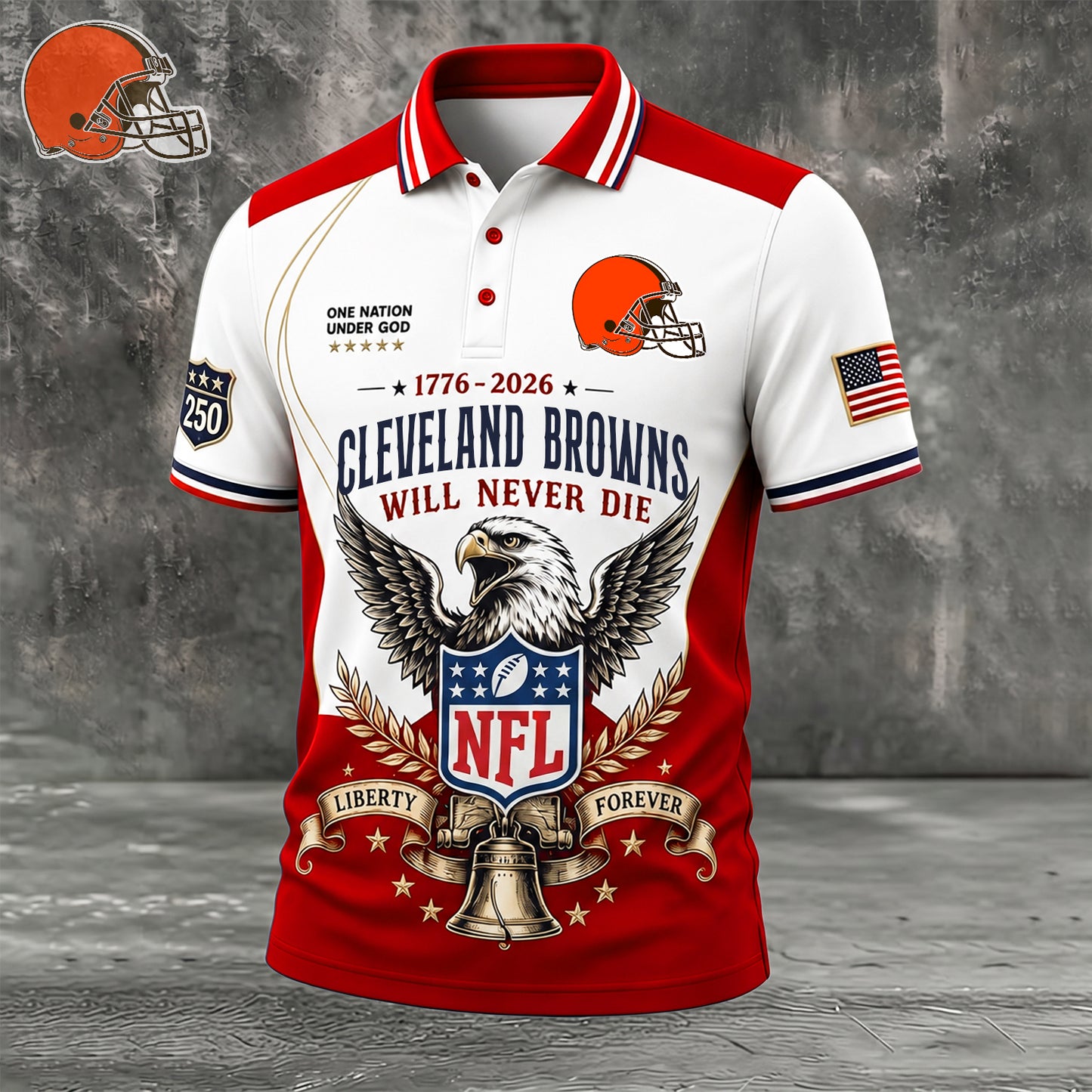 PREMIUM NFL x CLE EXCLUSIVE 250 Years Anniversary Of Freedom POLO SHIRT290626