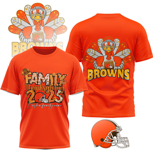 PREMIUM NFL x CLE Thanksgiving 3D Shirt NDT NHM