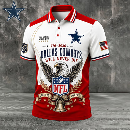 PREMIUM NFL x DAL EXCLUSIVE 250 Years Anniversary Of Freedom POLO SHIRT290626