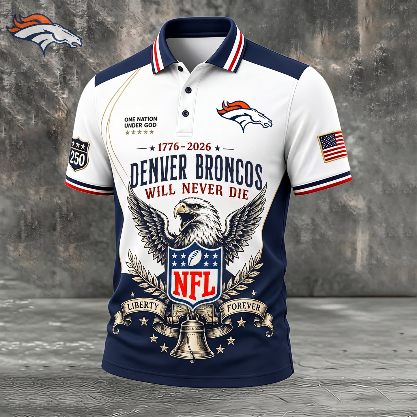 PREMIUM NFL x DEN EXCLUSIVE 250 Years Anniversary Of Freedom POLO SHIRT290626