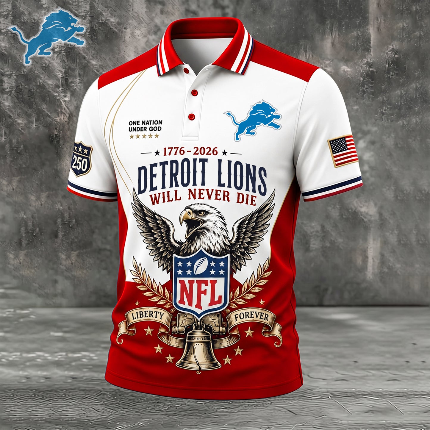 PREMIUM NFL x DET EXCLUSIVE 250 Years Anniversary Of Freedom POLO SHIRT290626