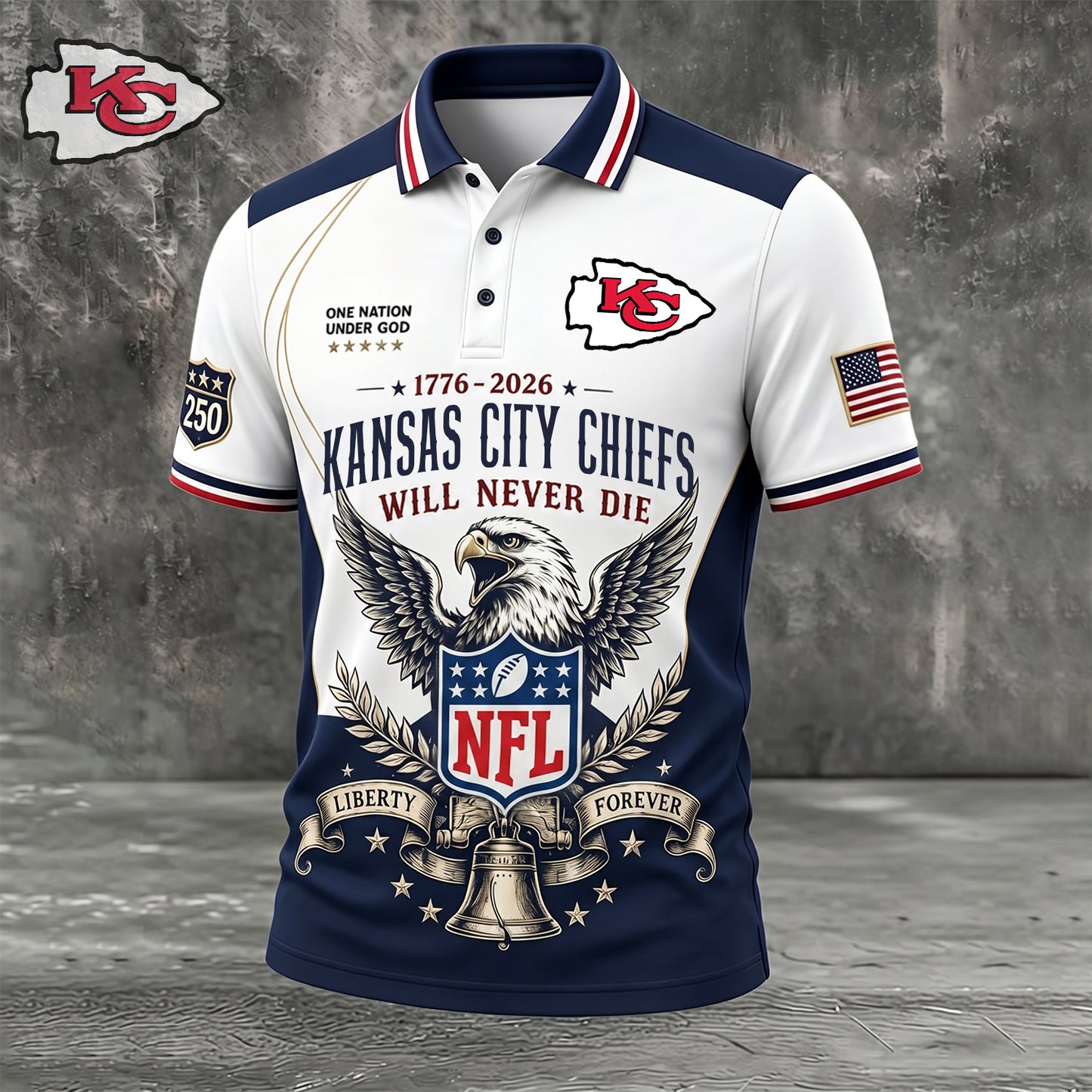 PREMIUM NFL x KC EXCLUSIVE 250 Years Anniversary Of Freedom POLO SHIRT290626