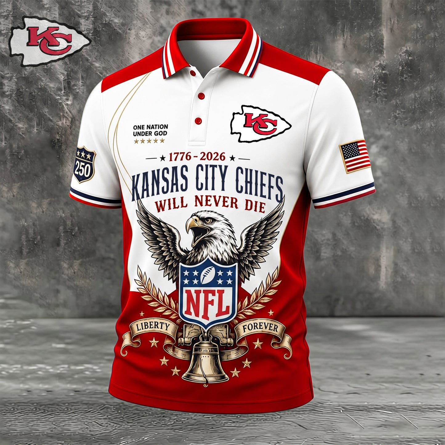 PREMIUM NFL x KC EXCLUSIVE 250 Years Anniversary Of Freedom POLO SHIRT290626