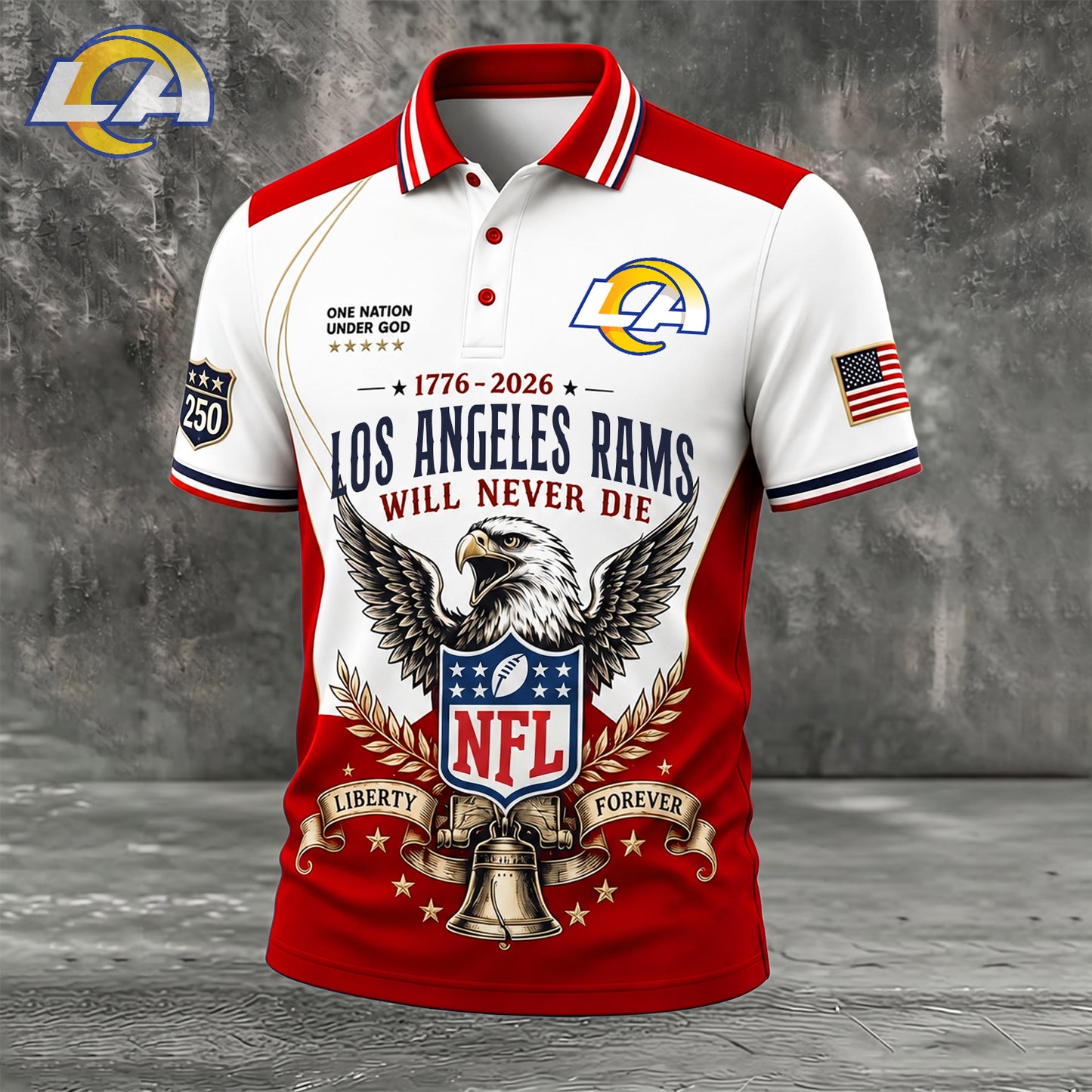 PREMIUM NFL x LAR EXCLUSIVE 250 Years Anniversary Of Freedom POLO SHIRT290626