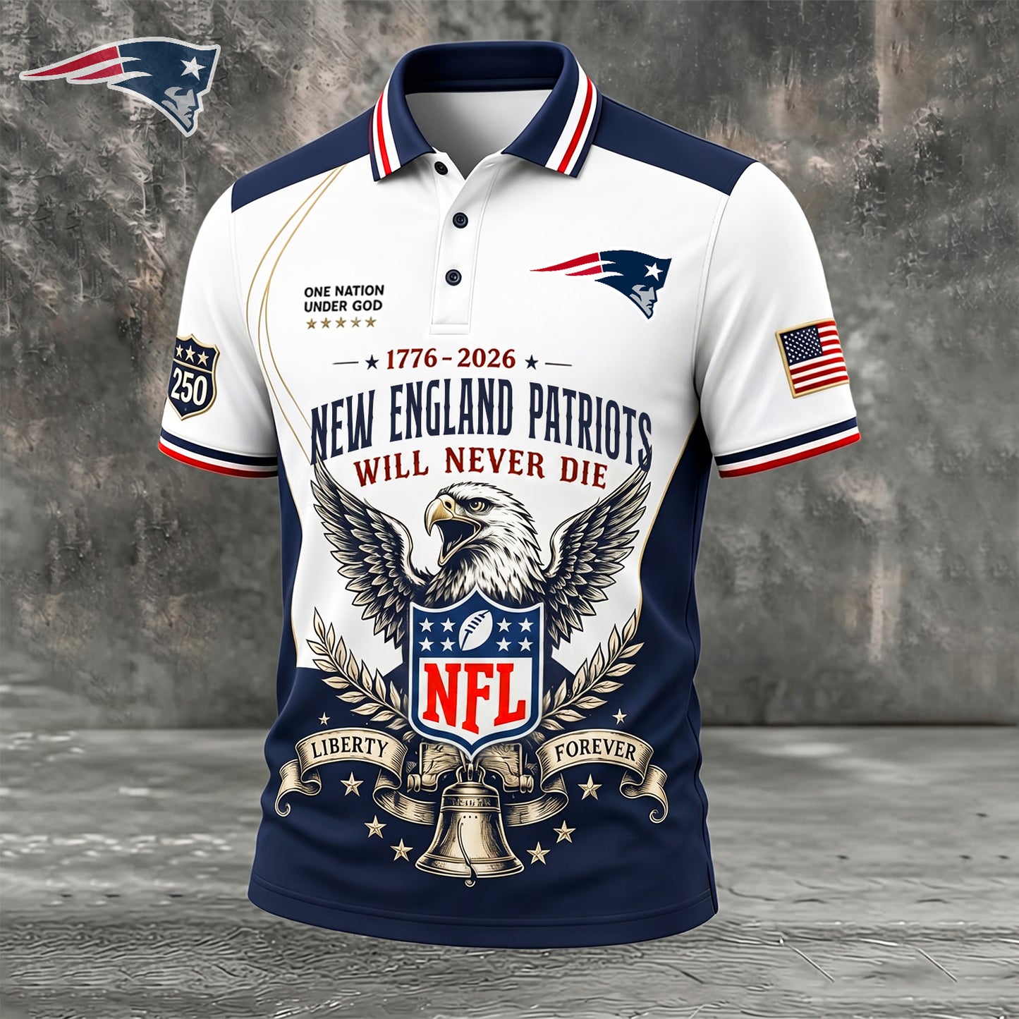 PREMIUM NFL x NE EXCLUSIVE 250 Years Anniversary Of Freedom POLO SHIRT290626