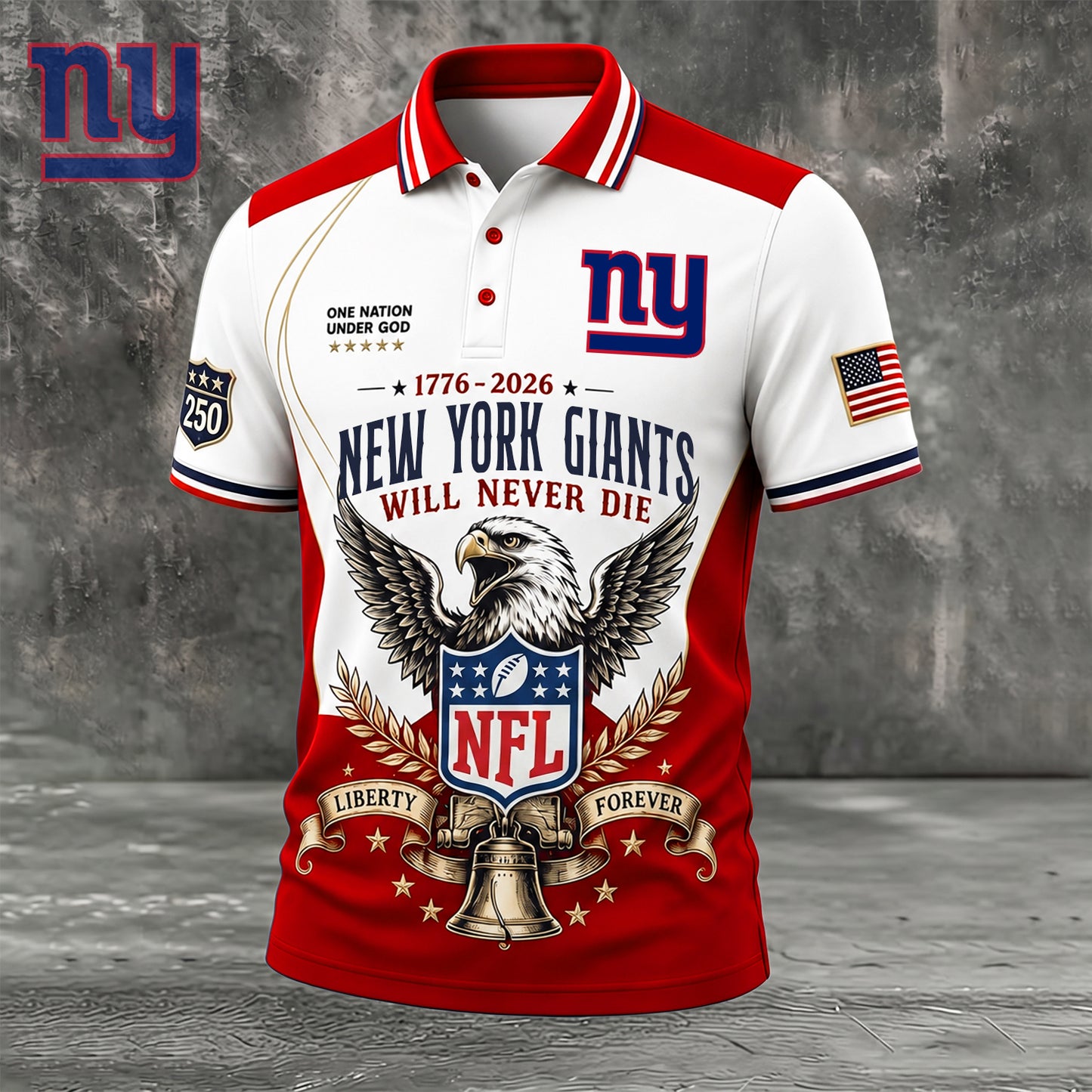 PREMIUM NFL x NYG EXCLUSIVE 250 Years Anniversary Of Freedom POLO SHIRT290626