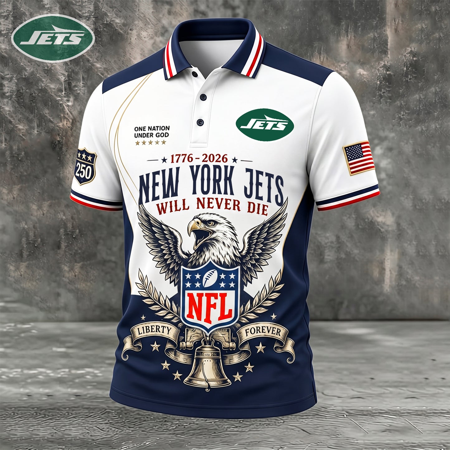 PREMIUM NFL x NYJ EXCLUSIVE 250 Years Anniversary Of Freedom POLO SHIRT290626