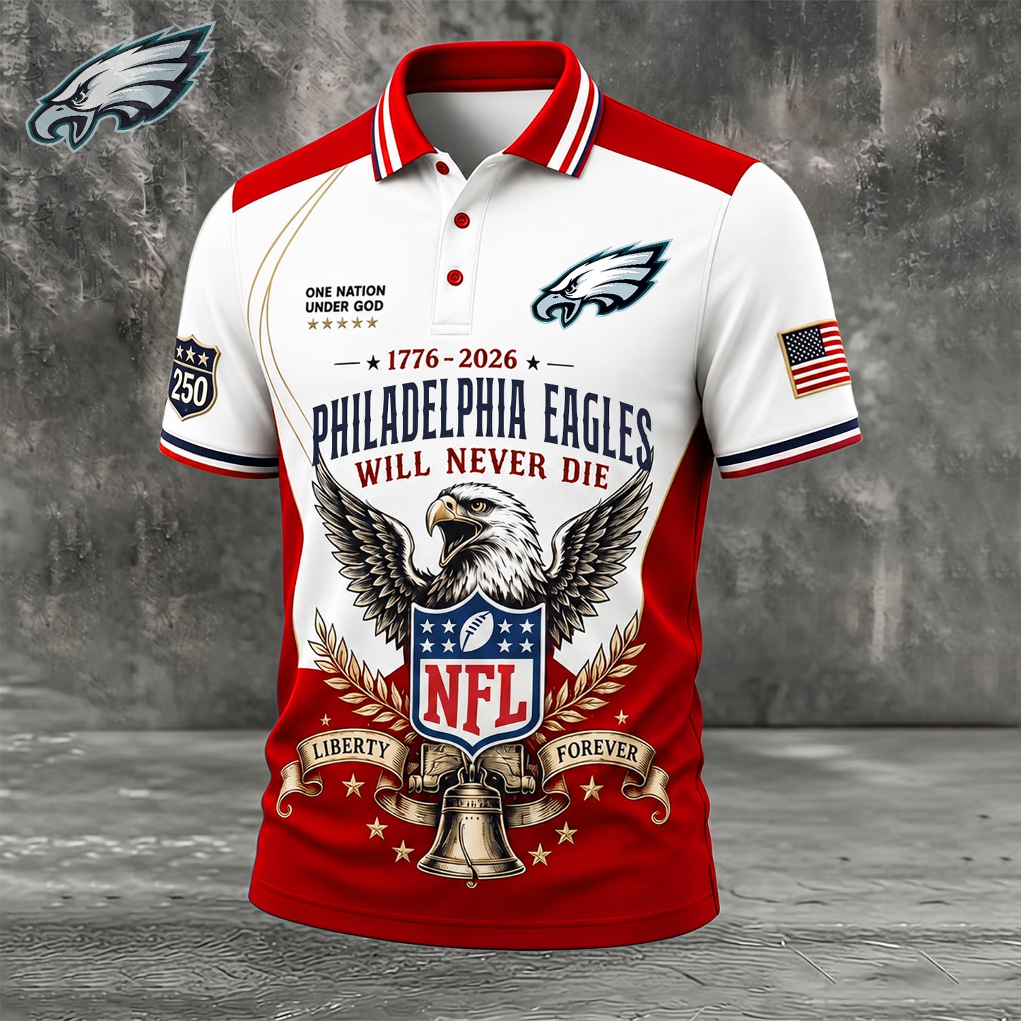 PREMIUM NFL x PHI EXCLUSIVE 250 Years Anniversary Of Freedom POLO SHIRT290626