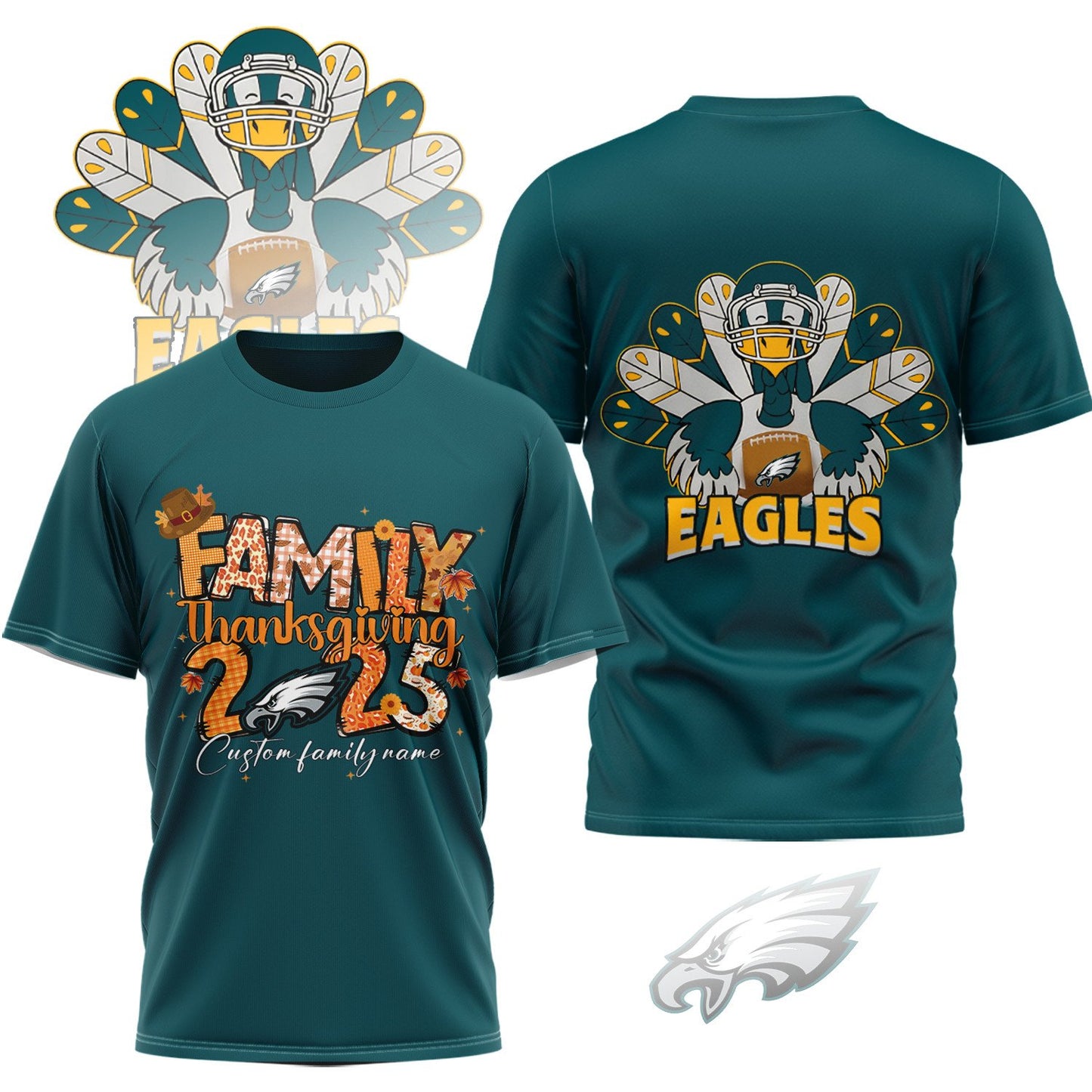 PREMIUM NFL x PHI Thanksgiving 3D Shirt NDT NHM
