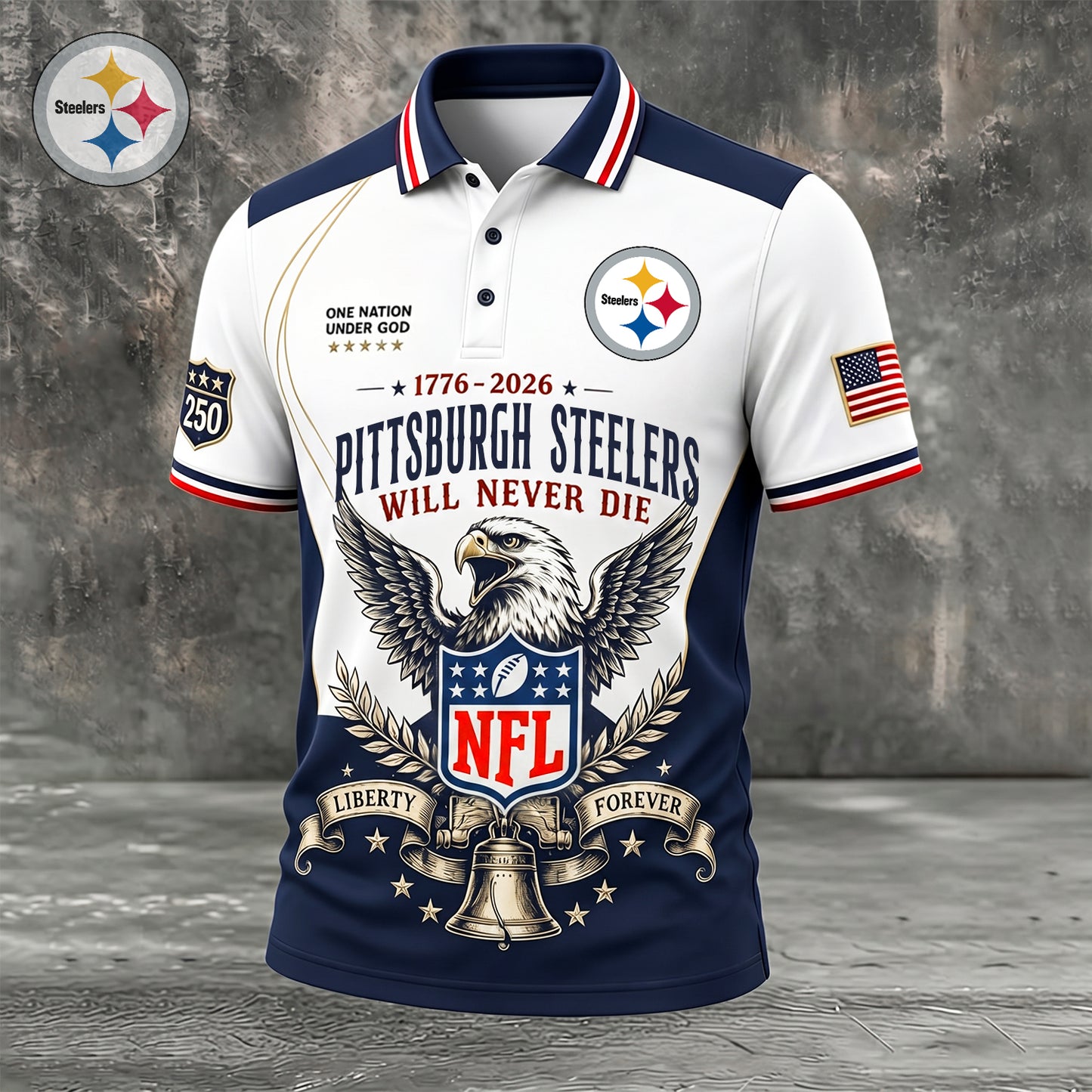 PREMIUM NFL x PIT EXCLUSIVE 250 Years Anniversary Of Freedom POLO SHIRT290626