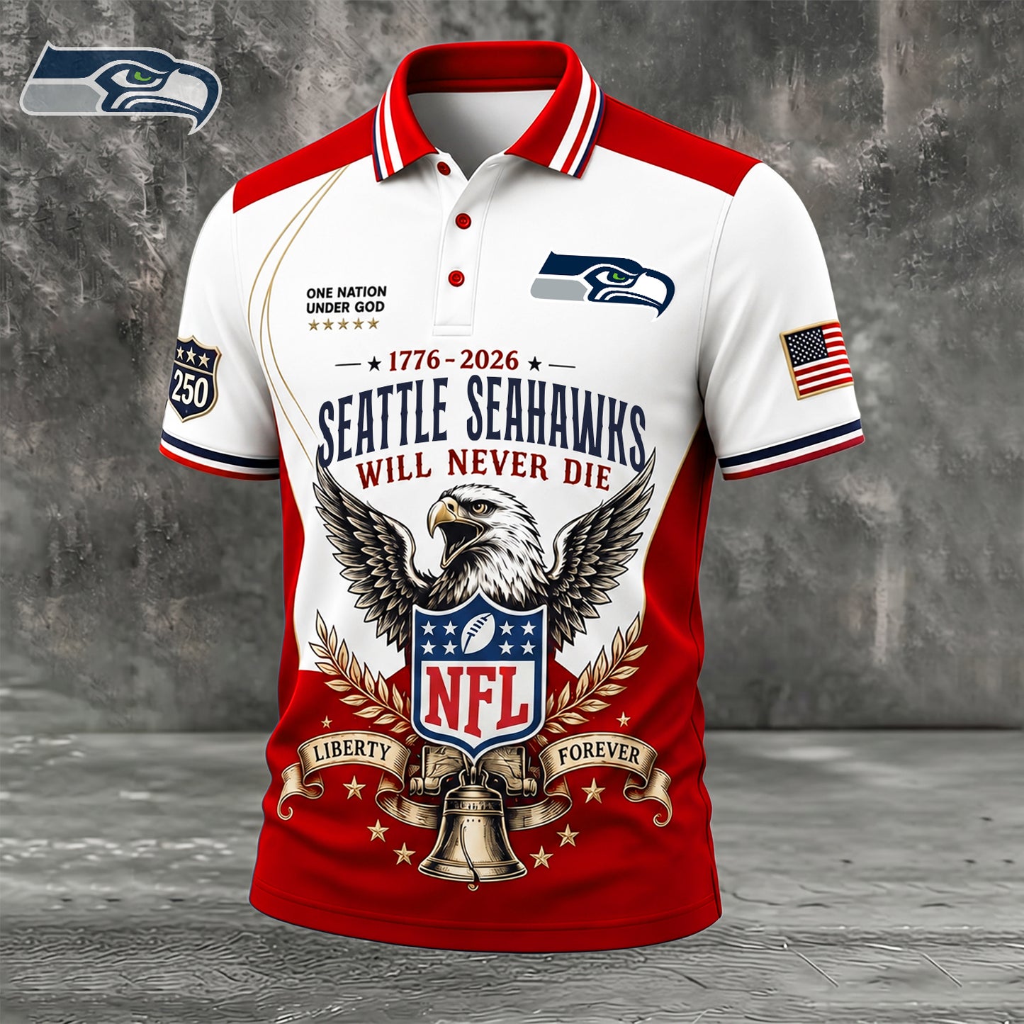 PREMIUM NFL x SEA EXCLUSIVE 250 Years Anniversary Of Freedom POLO SHIRT290626
