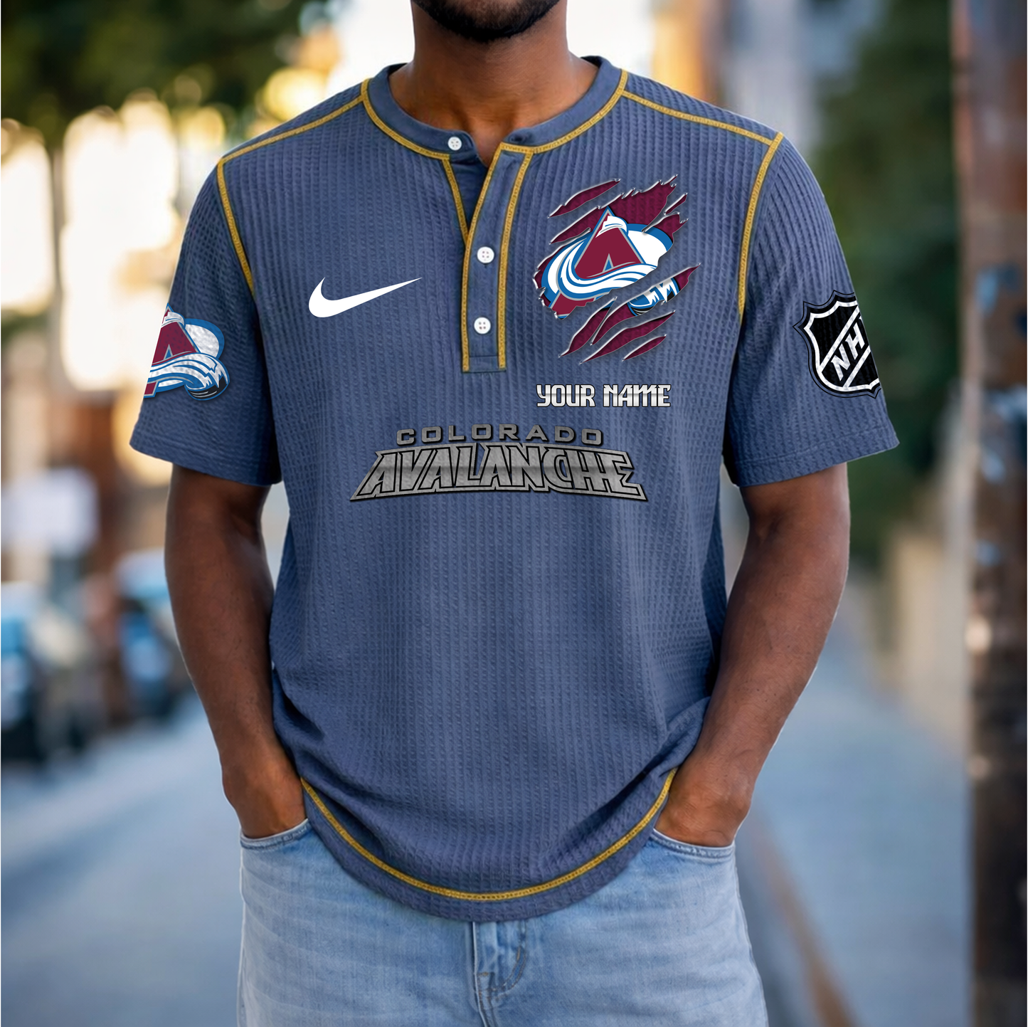 PREMIUM NHL X CA Crew neck button Henry Shirt Limited Editions NDT VHM 20426
