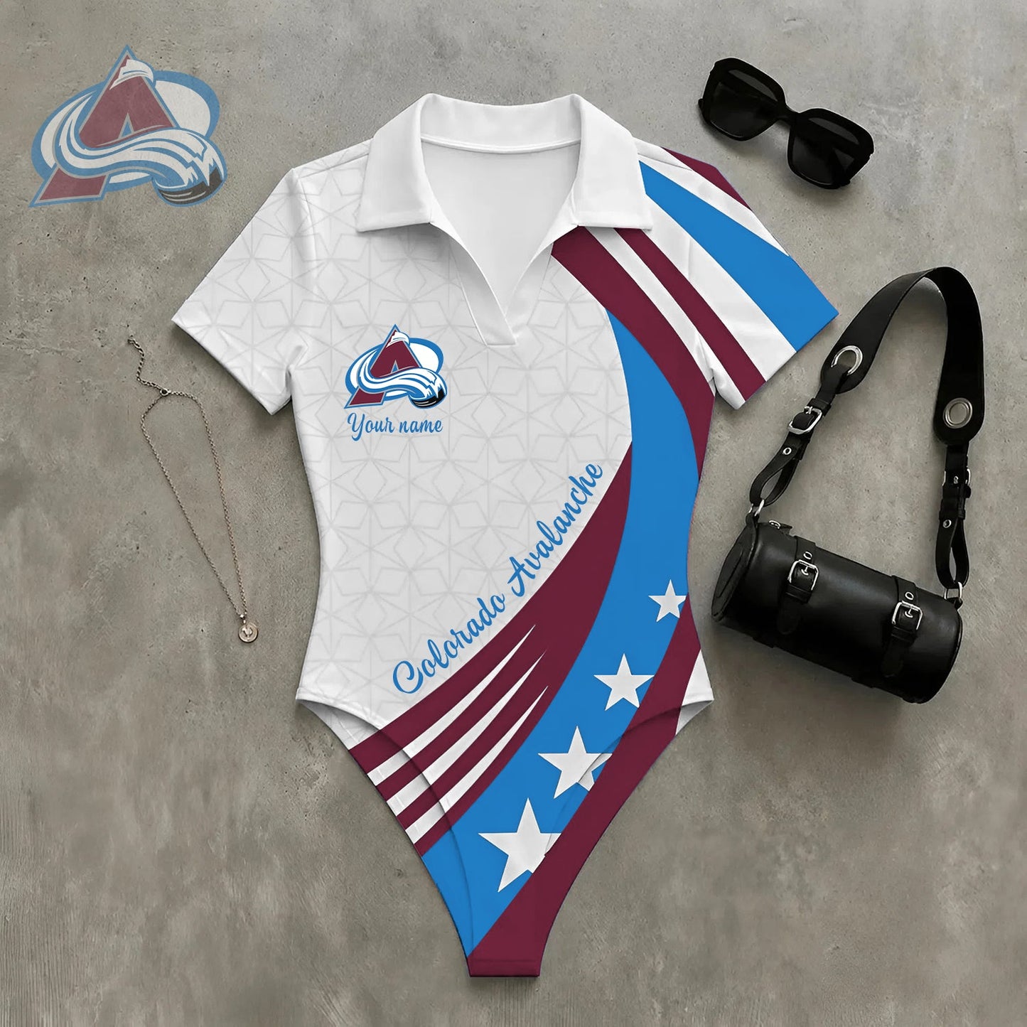 PREMIUM NHL X CA WomenŸ??s Slim-Fit V-Neck Polo Bodysuit NDT NHM 270526