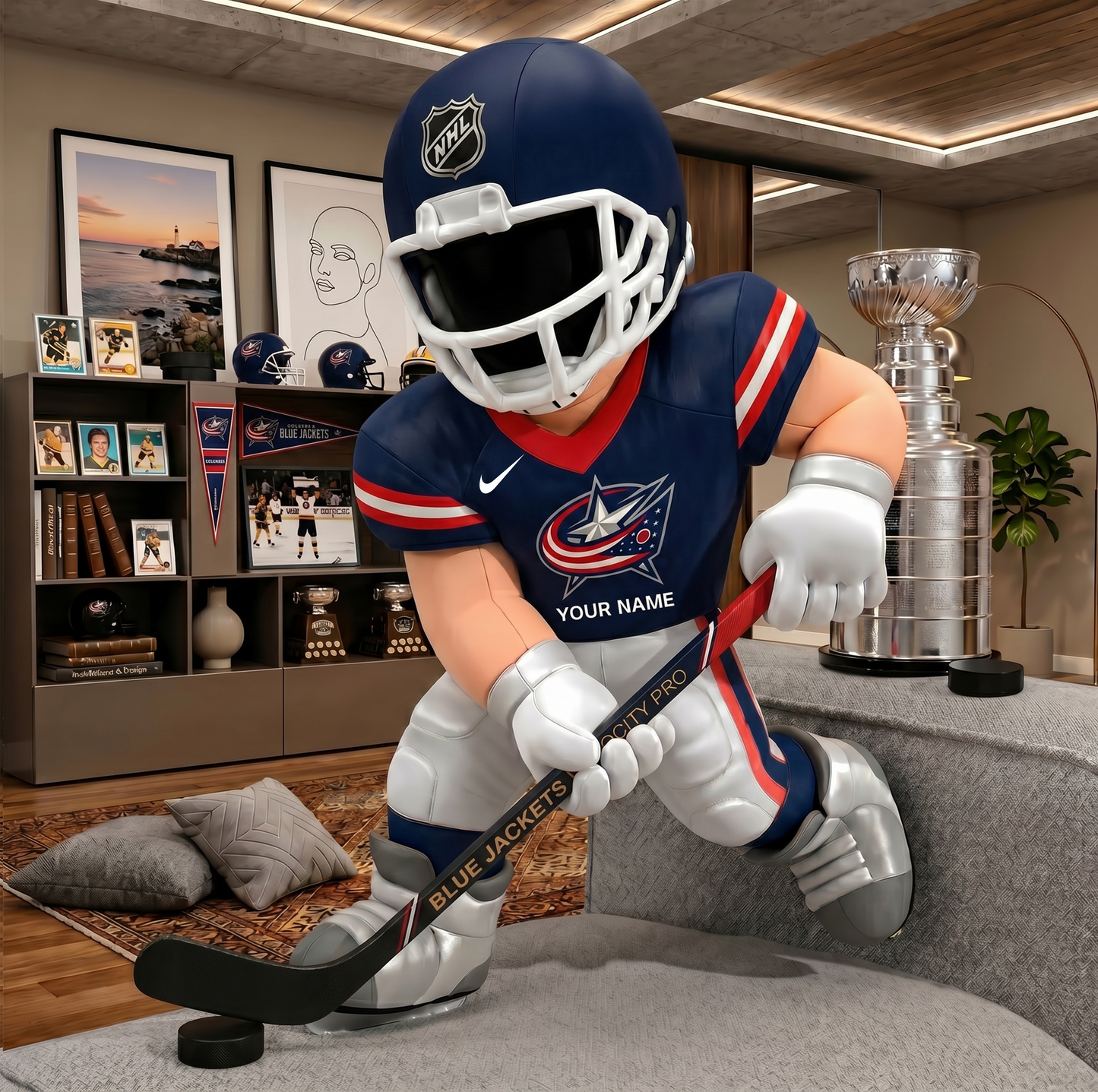 PREMIUM NHL X CBJ Players Custom Shape Pillow Custom Name Gifts FOR FAN NDT VHM 280526