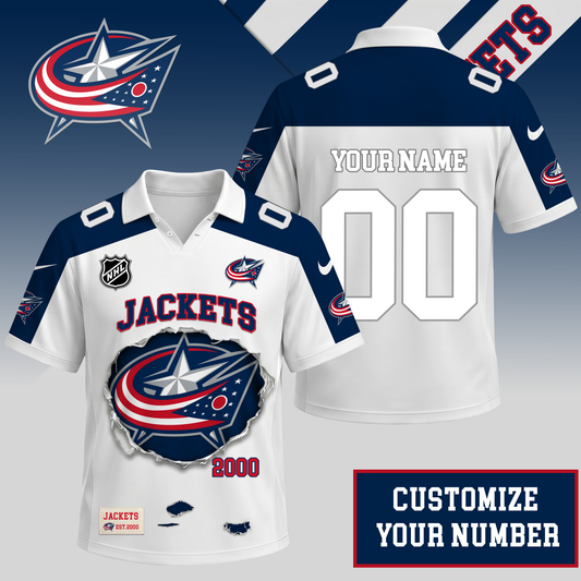 PREMIUM NHL X CBJ Streetwear Polo Shirt Custom Gifts For Fan NDT VHM 010626