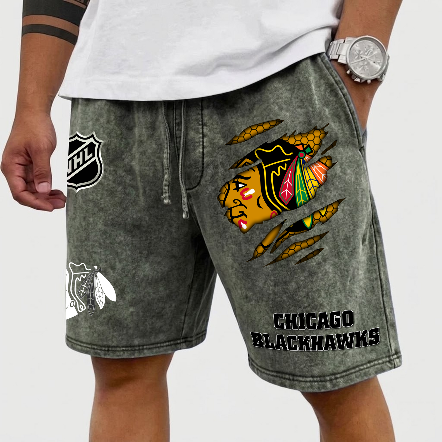 PREMIUM NHL X CHI WASH SHORTS FOR SUMMER HOLIDAY NDT VHM  070426