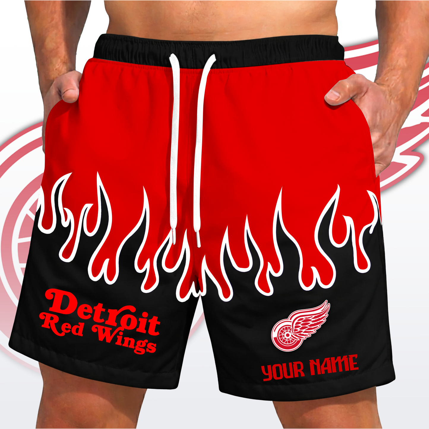 PREMIUM NHL X DRW Fire  Flame Short Pants Custom Name Limited Edition NDT VHM 200426