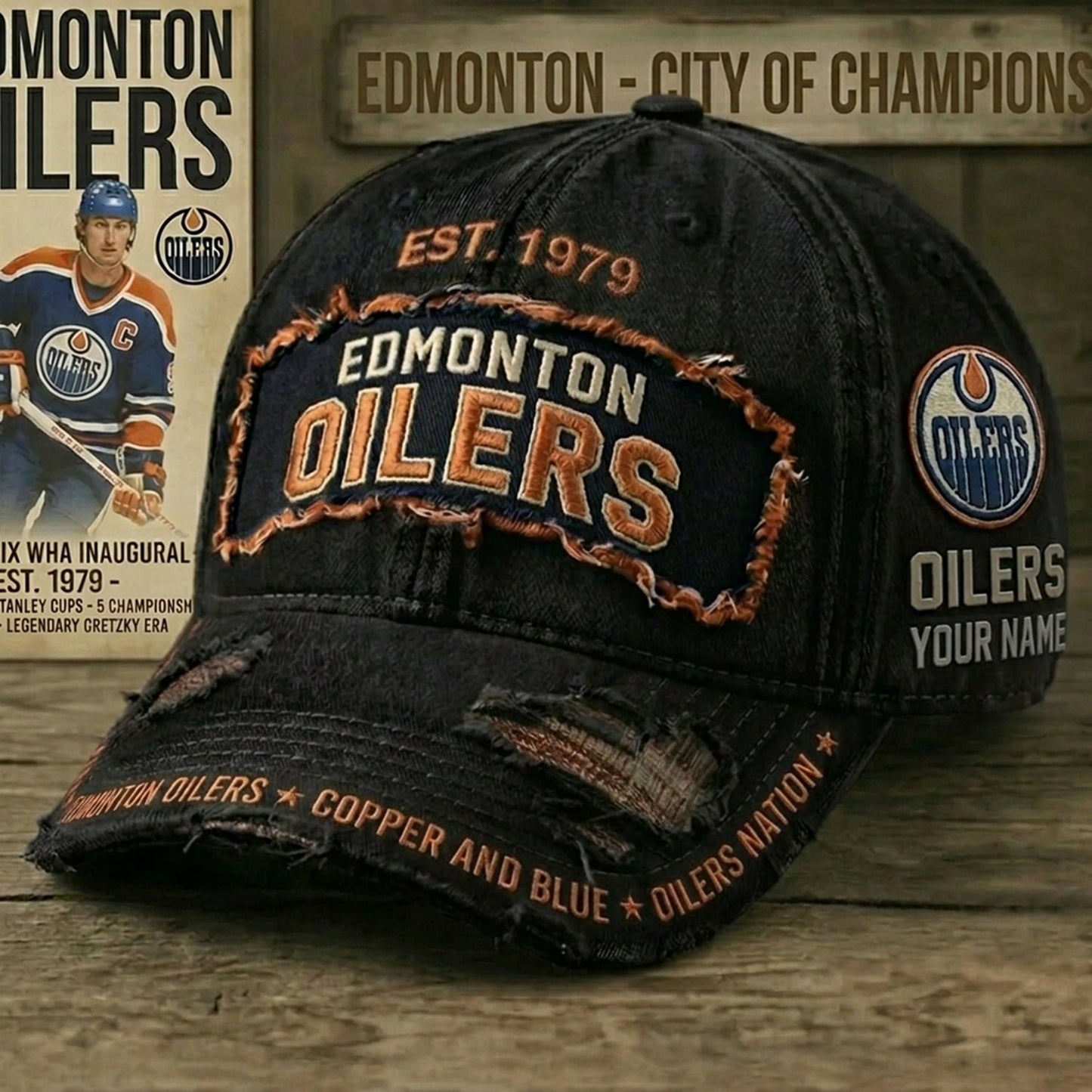 PREMIUM NHL X EO Denim Washed Custom Name HAT NDT NHM 050526