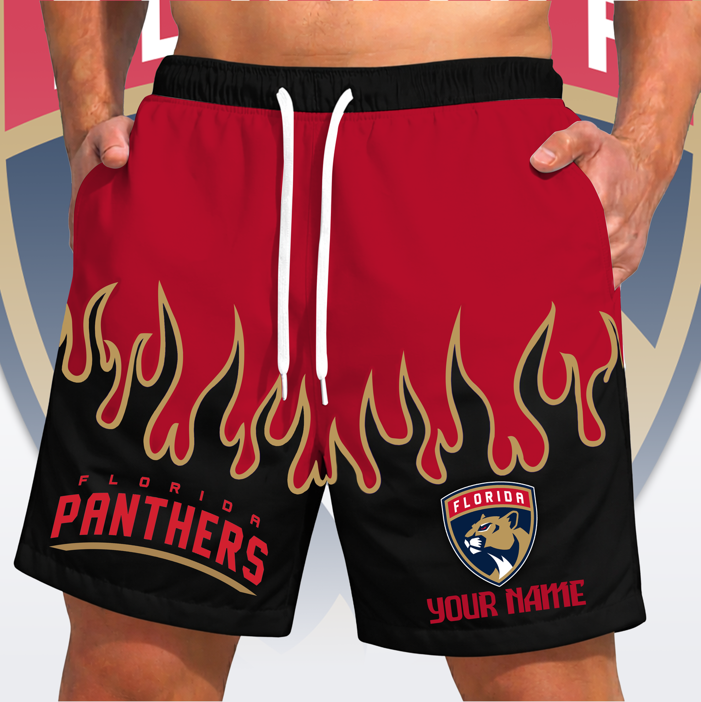 PREMIUM NHL X FP Fire  Flame Short Pants Custom Name Limited Edition NDT VHM 200426