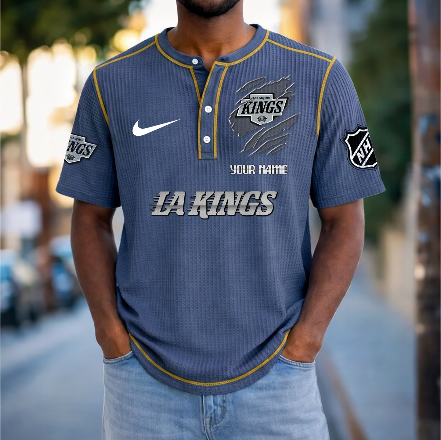 PREMIUM NHL X LAK Crew neck button Henry Shirt Limited Editions NDT VHM 20426