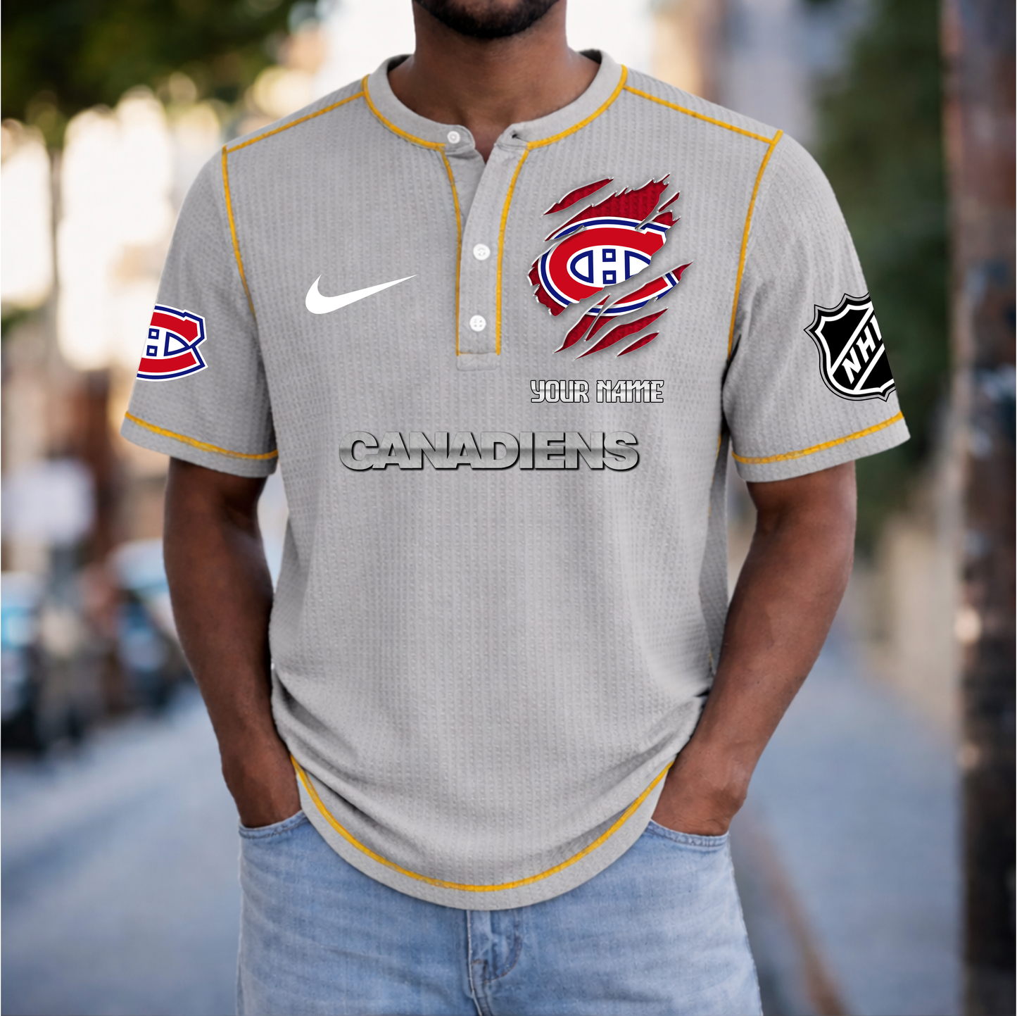 PREMIUM NHL X MC Crew neck button Henry Shirt Limited Editions NDT VHM 20426