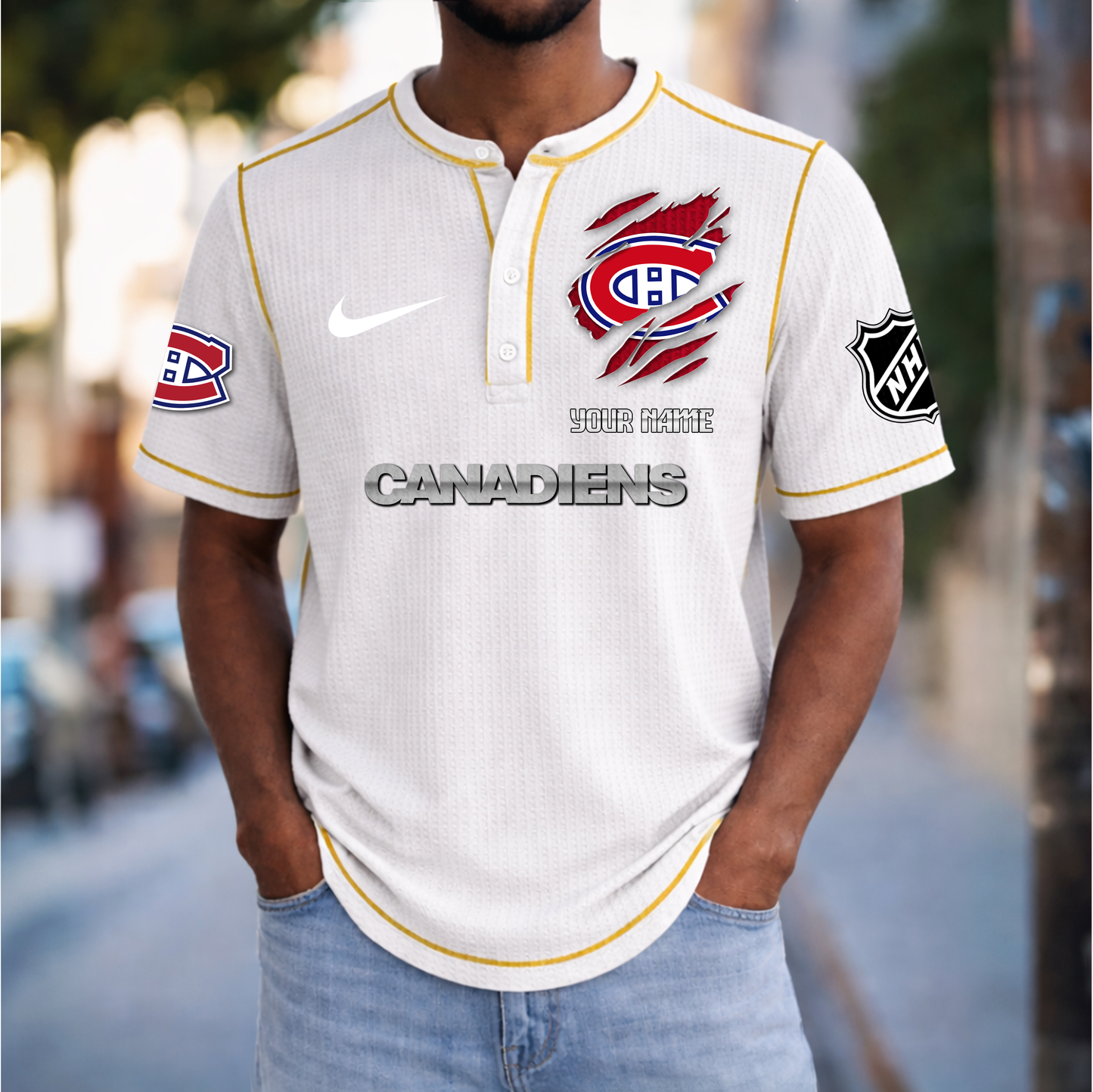 PREMIUM NHL X MC Crew neck button Henry Shirt Limited Editions NDT VHM 20426