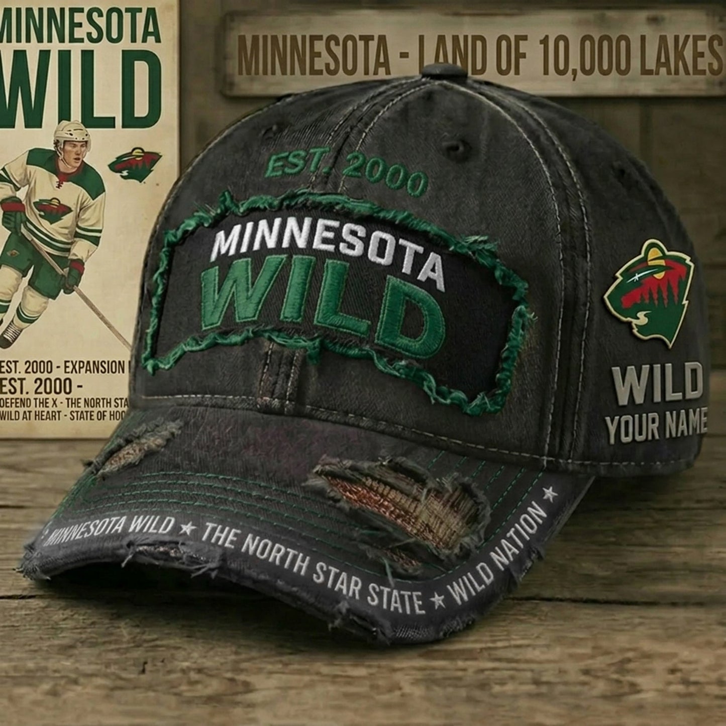PREMIUM NHL X MW Denim Washed Custom Name HAT NDT NHM 050526