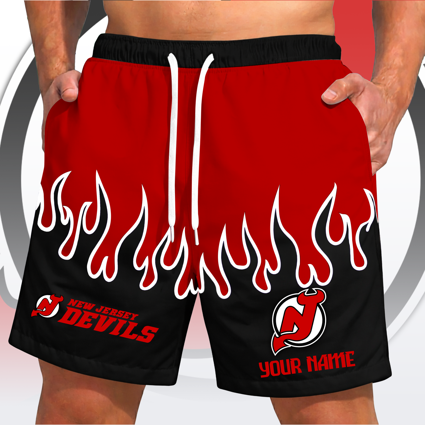 PREMIUM NHL X NJD Fire  Flame Short Pants Custom Name Limited Edition NDT VHM 200426