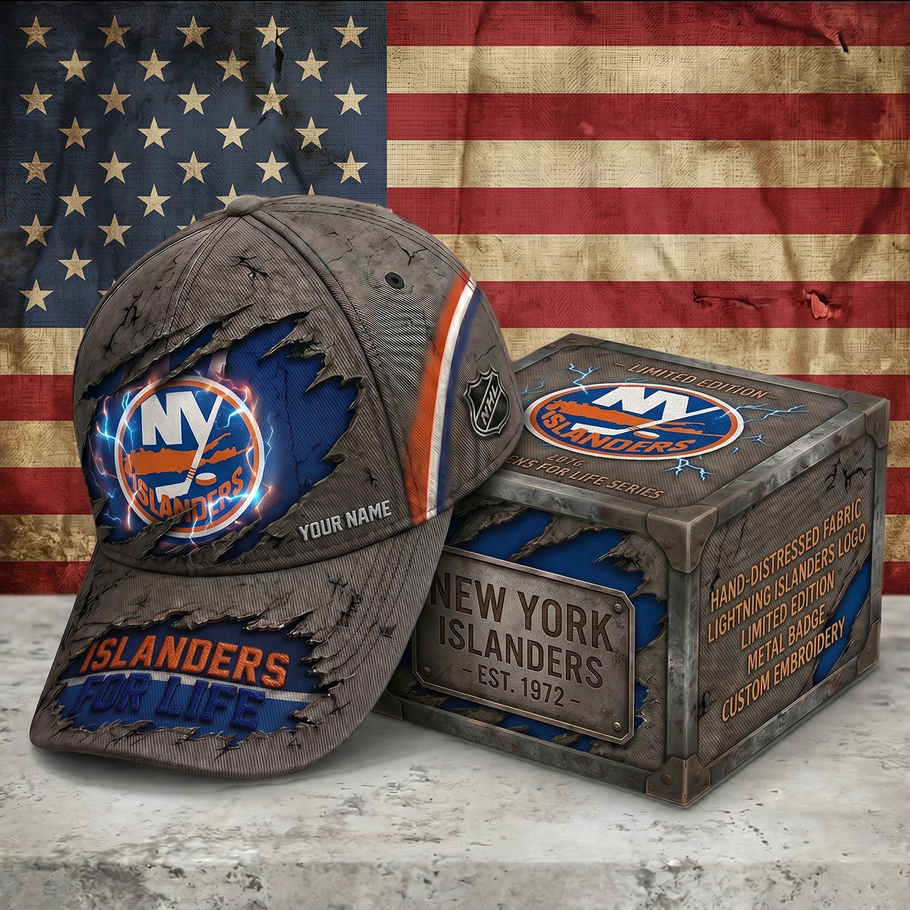 PREMIUM NHL X NYI RETRO VINTAGE CUSTOM NAME HAT LIMIED EDITIONS NDT NTN 190526