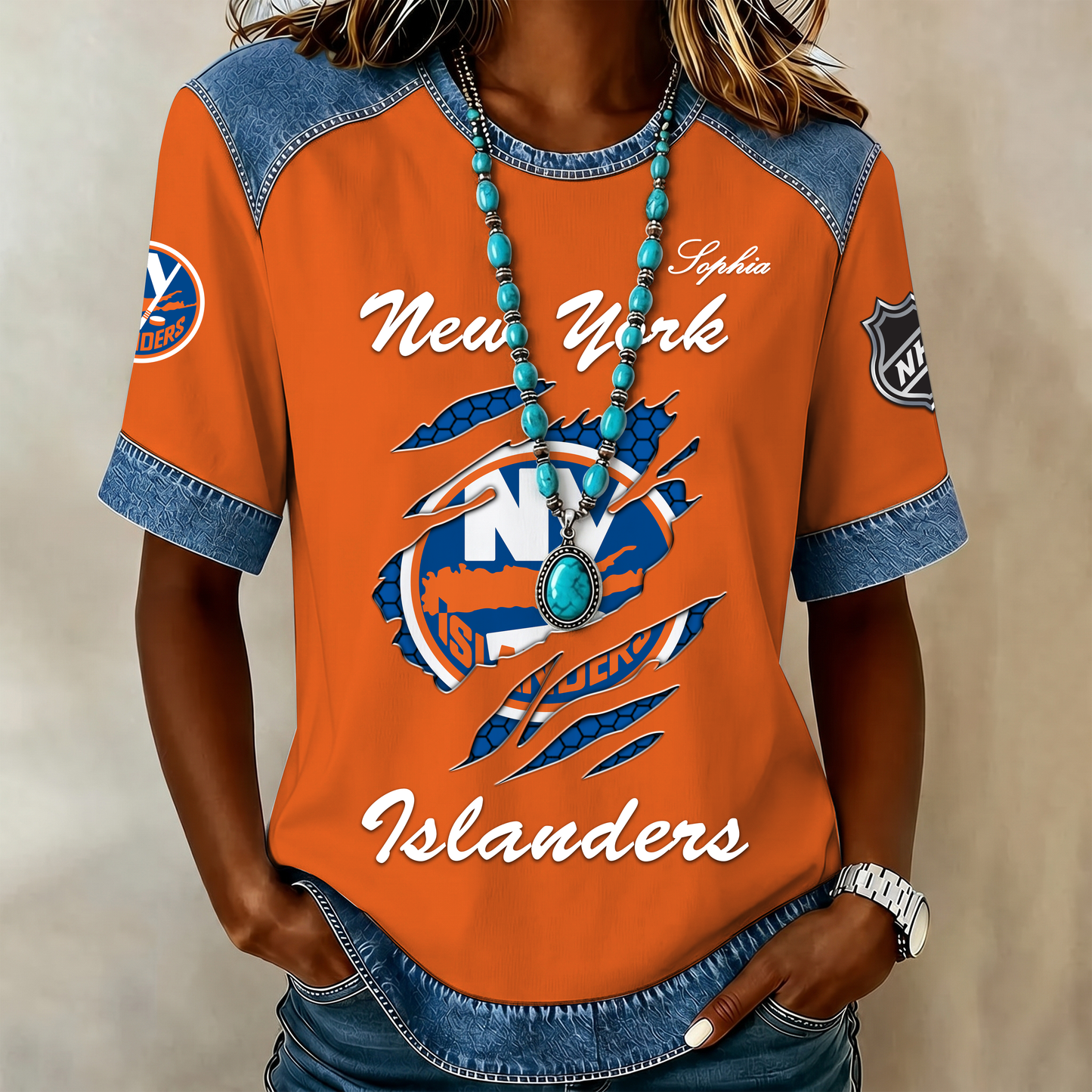 PREMIUM NHL X NYI  Women Retro T Shirt Custom Name Limited Edition NDT VHM 190526