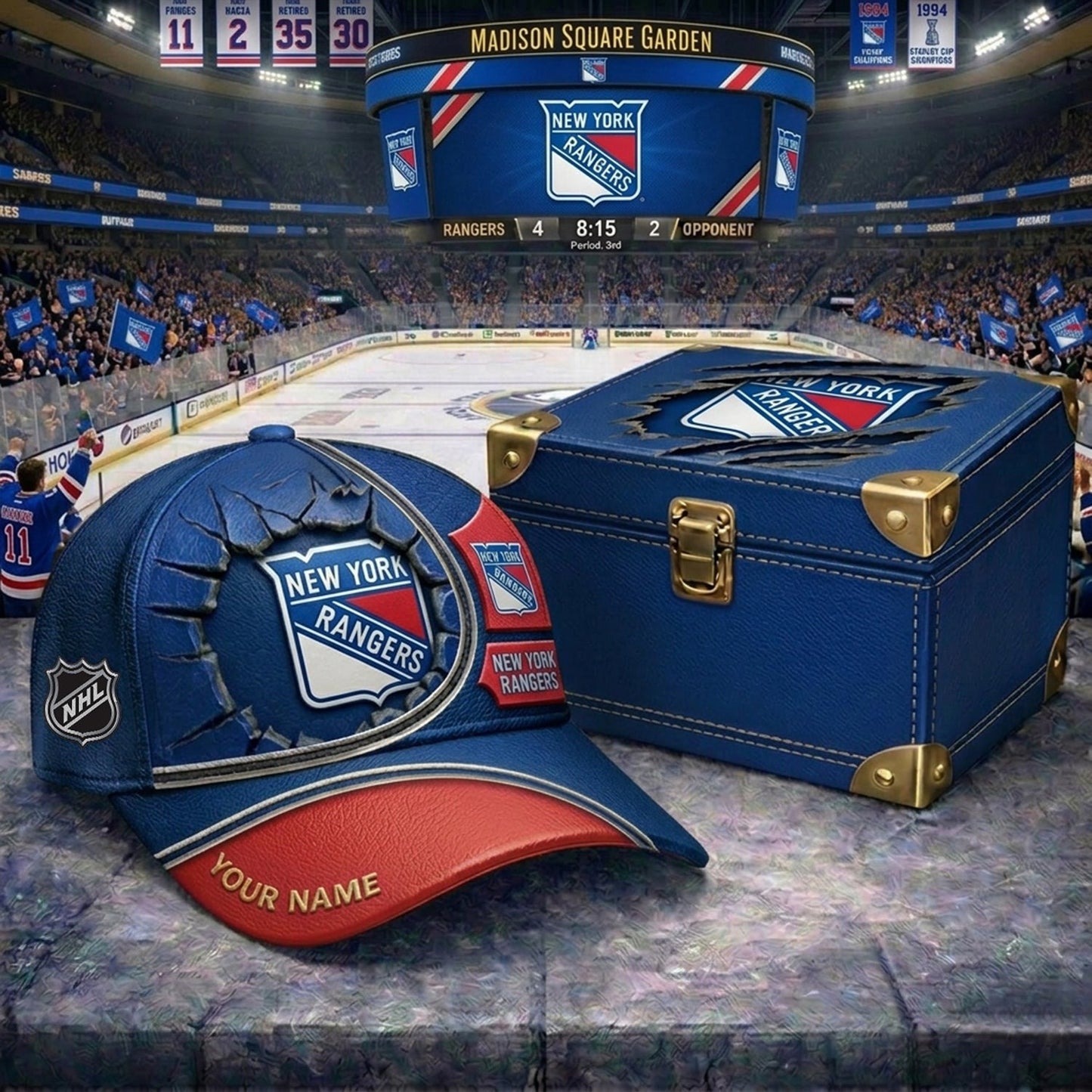 PREMIUM NHL X NYR CRACK CUSTOM NAME HAT V303 NDT NHM 150526
