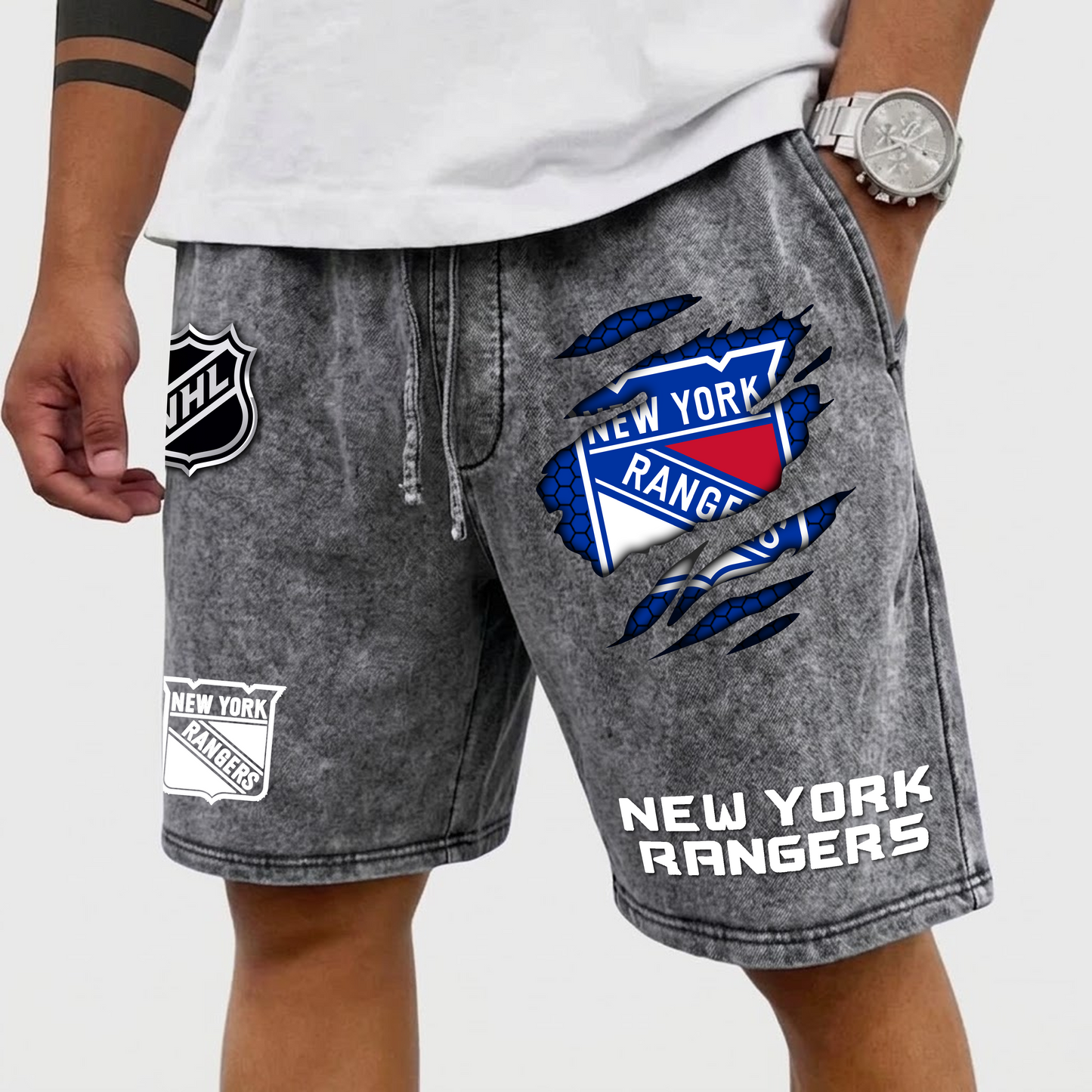 PREMIUM NHL X NYR WASH SHORTS FOR SUMMER HOLIDAY NDT VHM  070426