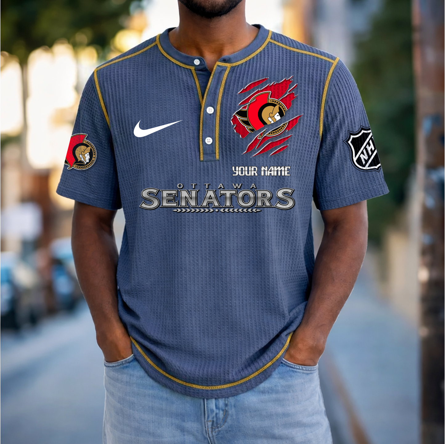PREMIUM NHL X OS Crew neck button Henry Shirt Limited Editions NDT VHM 20426