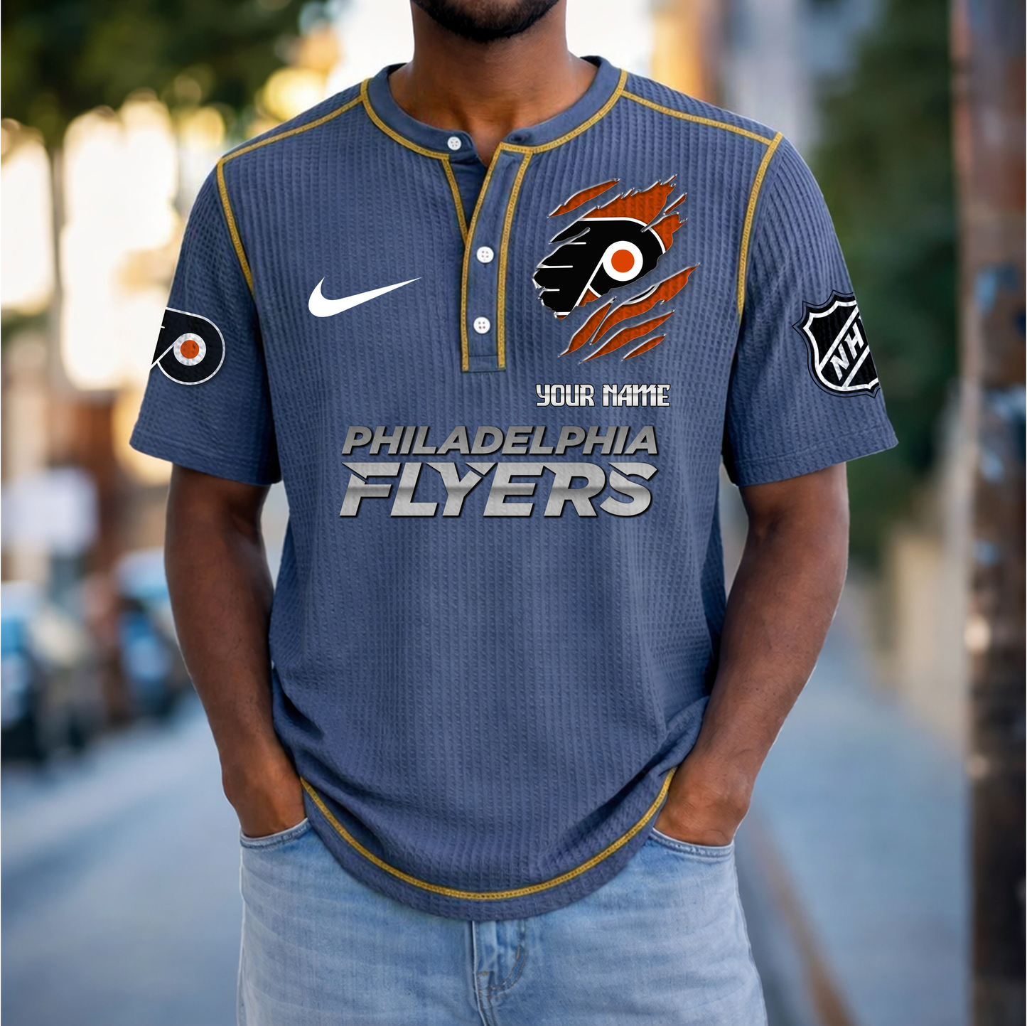 PREMIUM NHL X PF Crew neck button Henry Shirt Limited Editions NDT VHM 20426