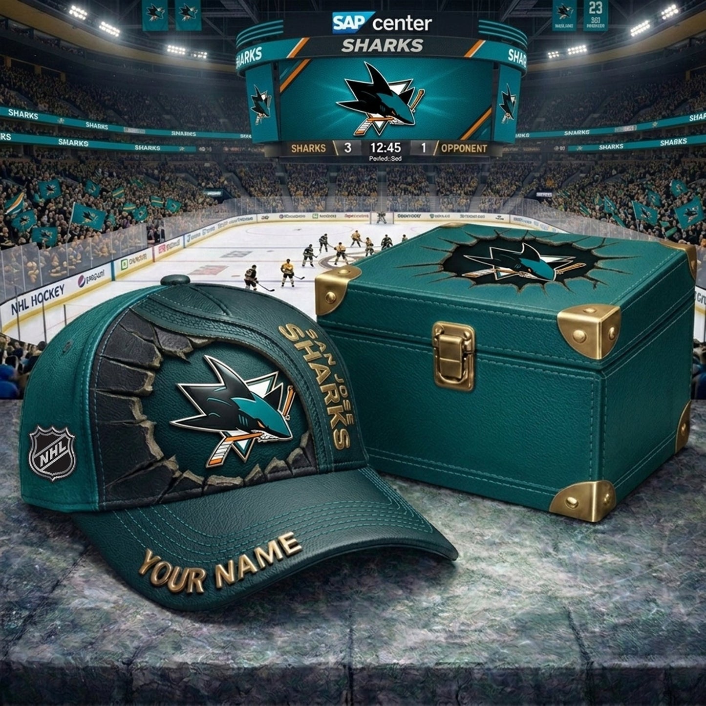 PREMIUM NHL X SJS CRACK CUSTOM NAME HAT NDT NHM 140426
