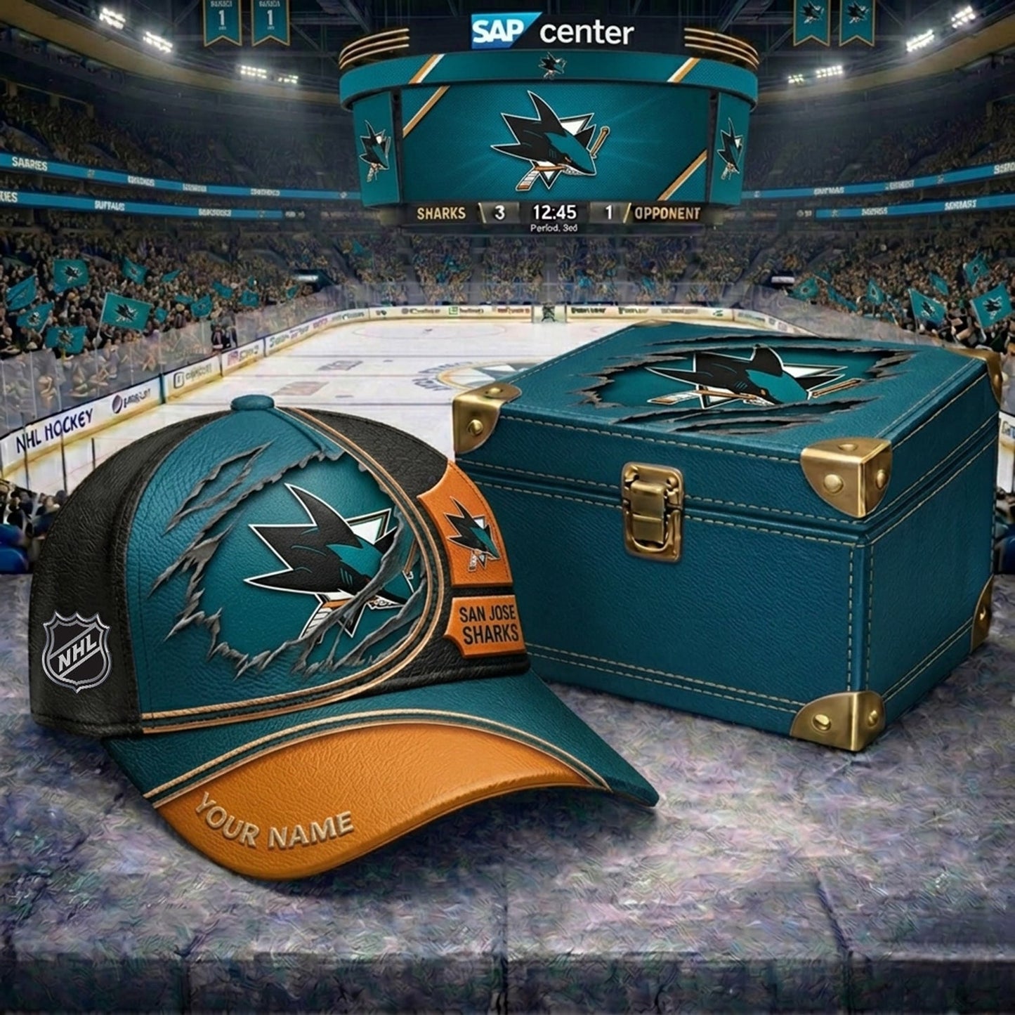 PREMIUM NHL X SJS CRACK CUSTOM NAME HAT V300 NDT NHM 150526