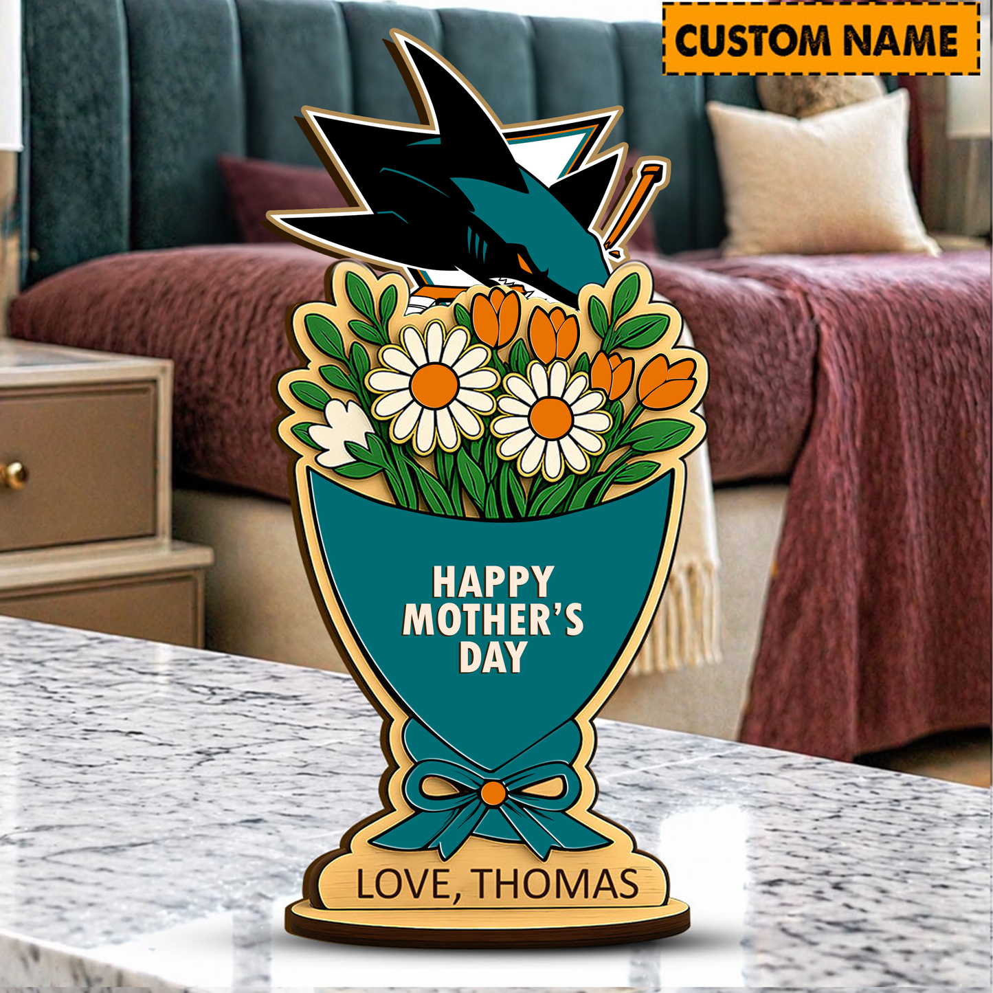 PREMIUM NHL X SJS Custom Name Happy Mother's Day Wooden Plaque Gifts For Fan NDT VHM 170426