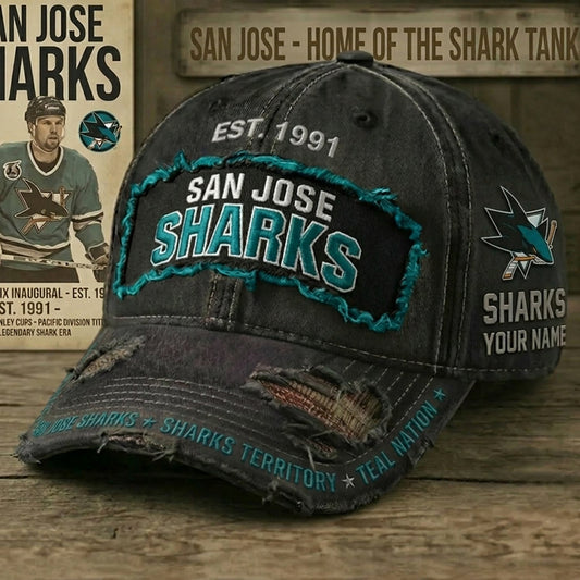 PREMIUM NHL X SJS Denim Washed Custom Name HAT NDT NHM 050526