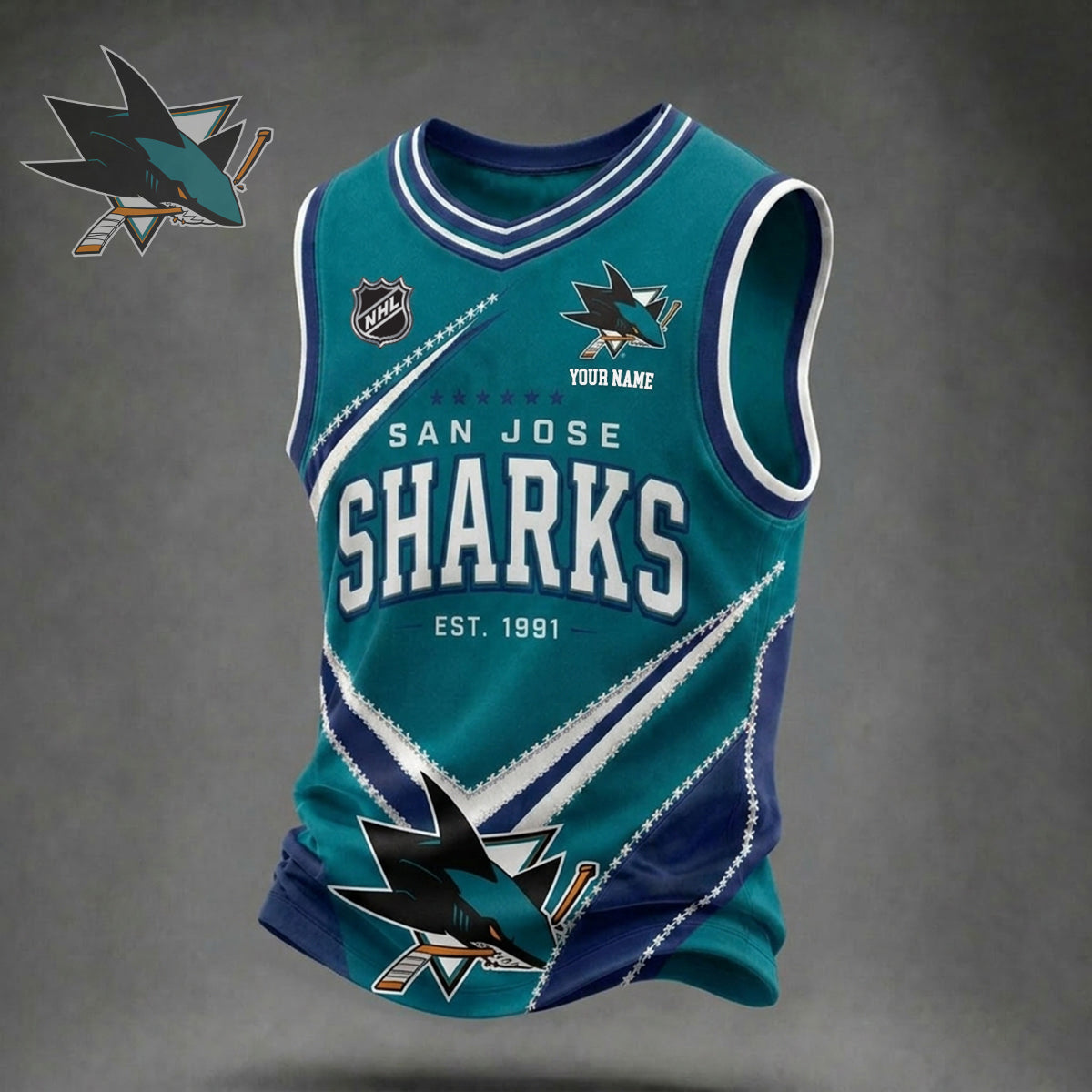 PREMIUM NHL X SJS Game Day V-Neck Tank Top Custome Shirt NDT NHM 060626