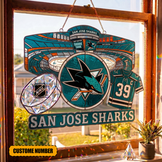 PREMIUM NHL  X SJS Suncatcher Custom Number Limited Edition NDT VHM 240426
