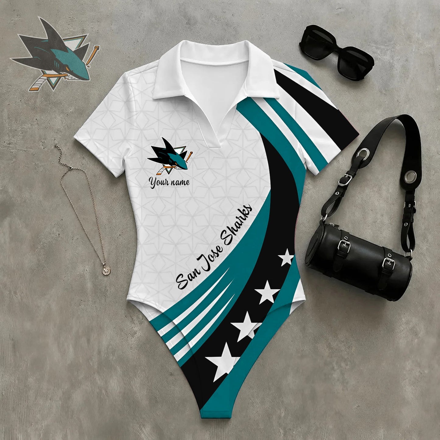 PREMIUM NHL X SJS WomenŸ??s Slim-Fit V-Neck Polo Bodysuit NDT NHM 270526