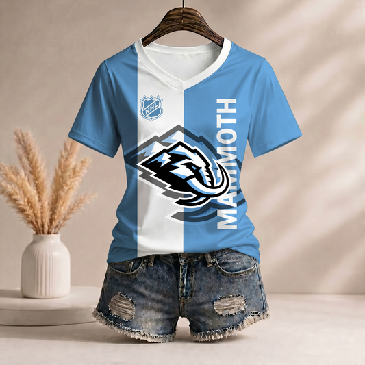 PREMIUM NHL X UM WomenŸ??s Casual Loose Stripe V-Neck T-Shirt NDT VHM 290526
