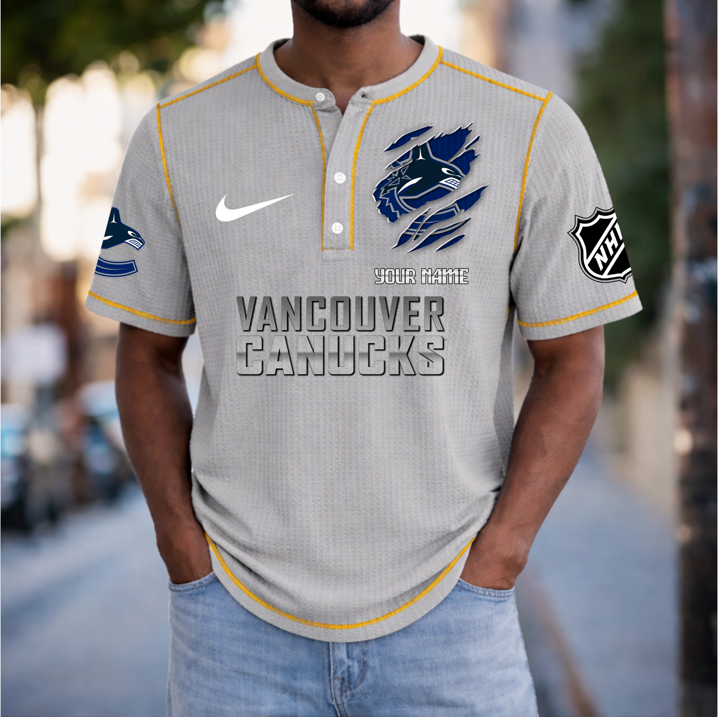 PREMIUM NHL X VC Crew neck button Henry Shirt Limited Editions NDT VHM 20426